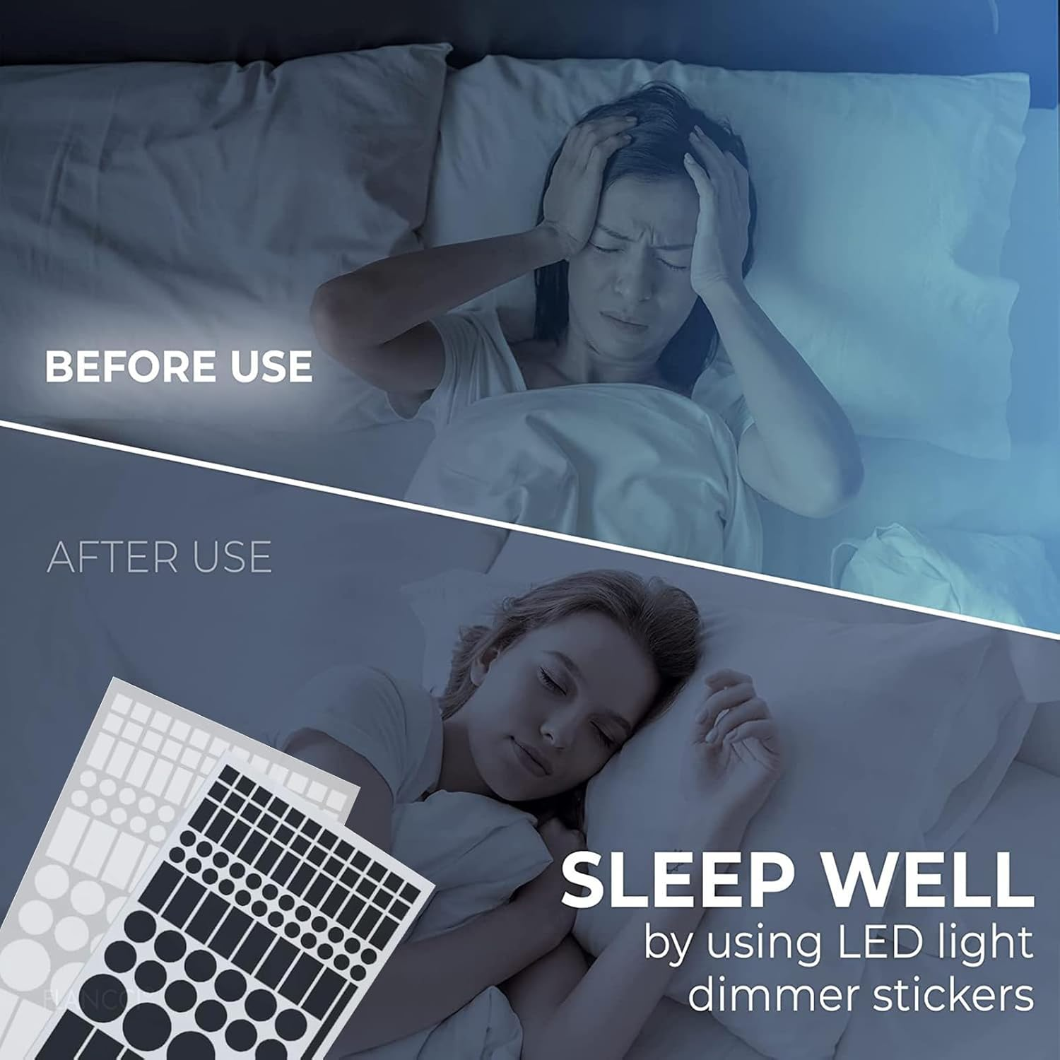 4Pcs Dimming Stickers，Led Light Blackout Sticker Light Dimming Stickers, Suitable for Bedroom Fans, Air Conditioners, Routers, Etc. to Adjust the Brightness of Device Indicators (Black-2,White-2) image number 2