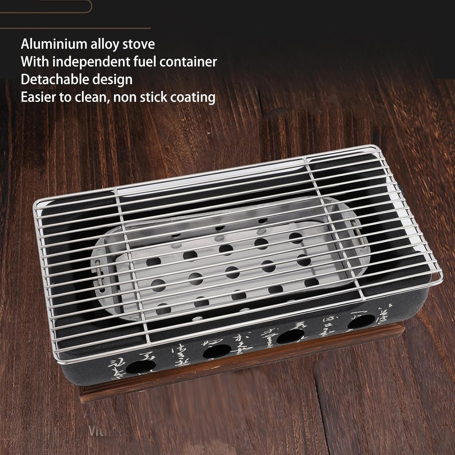 Japanese Style Barbecue Grill, Rectangular Aluminium Alloy Japanese Food Charcoal Stove with Wire Mesh Grill and Base, BBQ Grill for Outdoor Camping Hiking Picnics (XL)