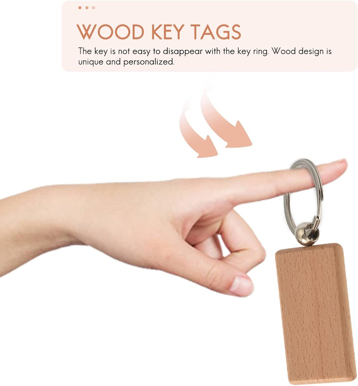 30 Pcs Wooden Keychains Blanks Key Chain Tags DIY Gifts image number 5