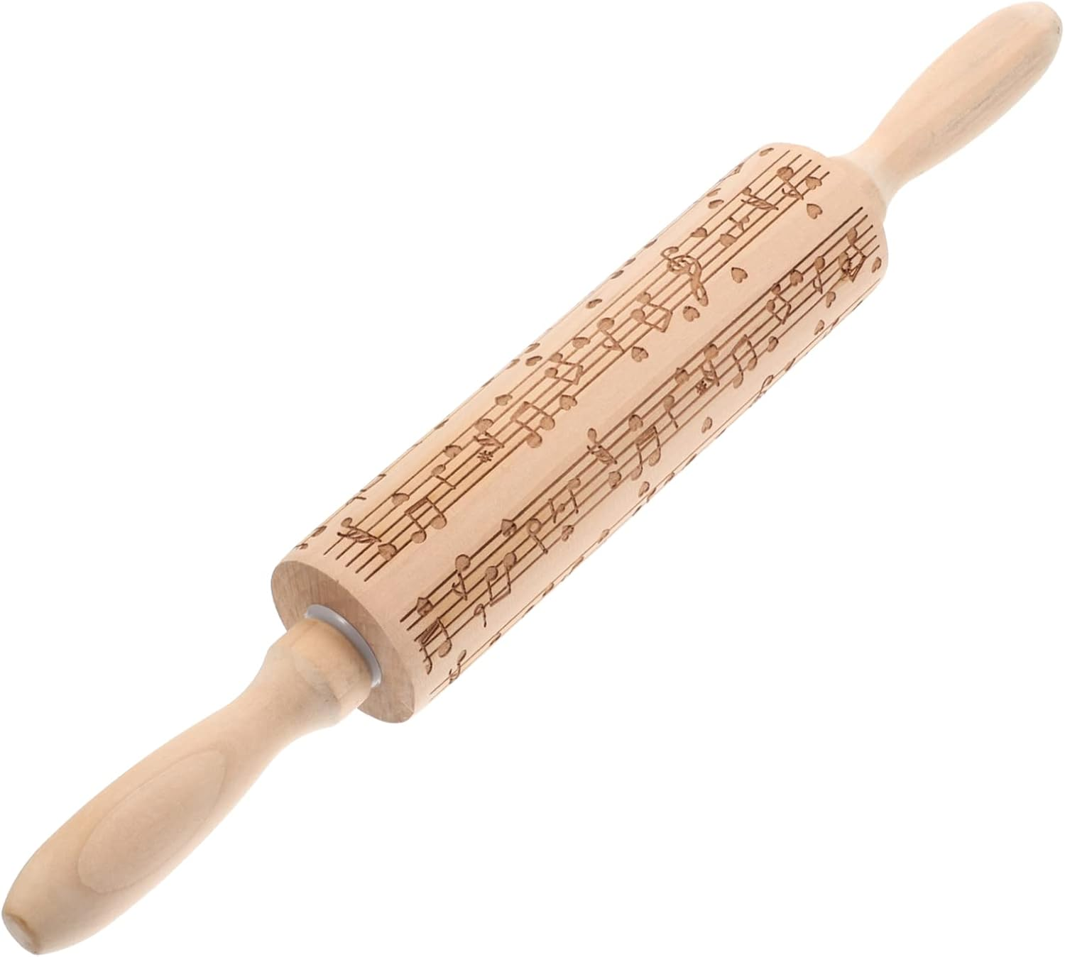 WOONEKY Wooden Dough Roller Non-Stick Rolling Pin for Baking Embossed Christmas Cookie Pattern Multi-Use Pasta Pressing Tool Kitchen Dough Roller