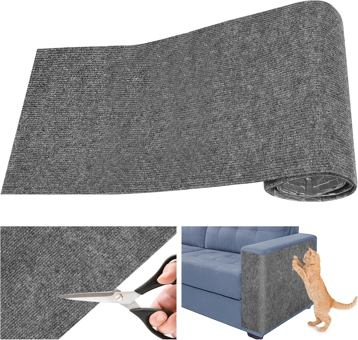 Cat Scratching Mat Wall 30 X 100 Cm Cat Scratching Mat Self-Adhesive Cut to Size Scratching Mat Cat Scratching Wall for Cats, Scratching Boards Scratching Mat for Protects Carpets, Furniture and Sofas image number 2