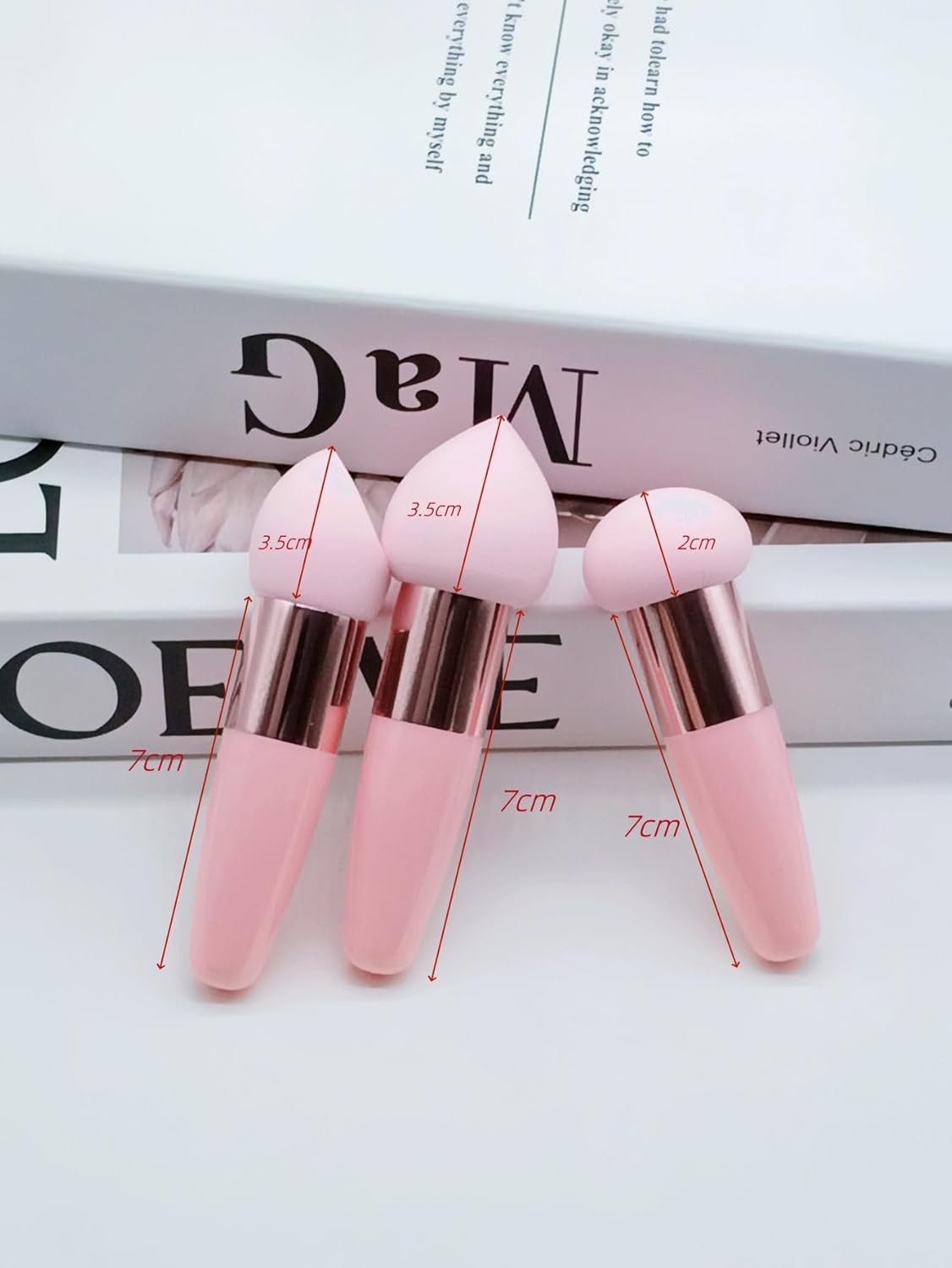 Fokmuaex 3PCS Makeup Sponges Set - Large Beauty Blender with Ergonomic Handle for Liquid, Cream & Powder Foundation, Wet/Dry Use, 3 Styles for Face Contouring & Blending image number 2