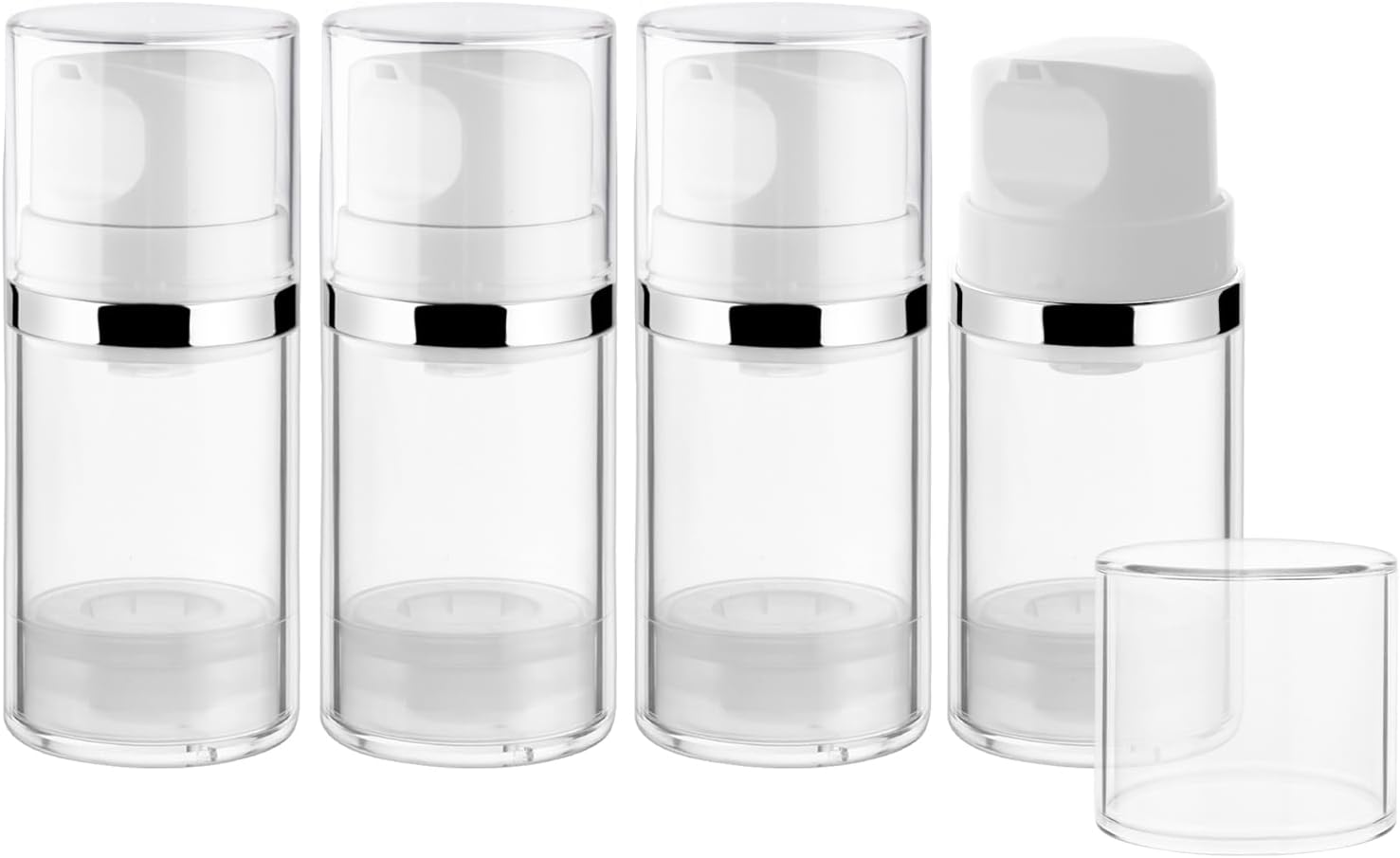 4 Pcs 50Ml/1.7Oz Airless Pump Jar Refillable Vacuum Pump Dispenser Bottles Travel Cosmetic Containers for Lotion Essence Shampoo Toiletries image number 2