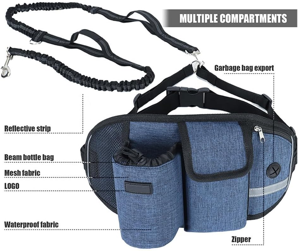 Dog Treat Pouch with Waist Bag for Walking Small Medium Large Dogs, Hands Free Dog Leash with Multi Pouches with Water Bottle Holder, for Walking, Running, Hiking, Upgraded Multifunctional image number 4
