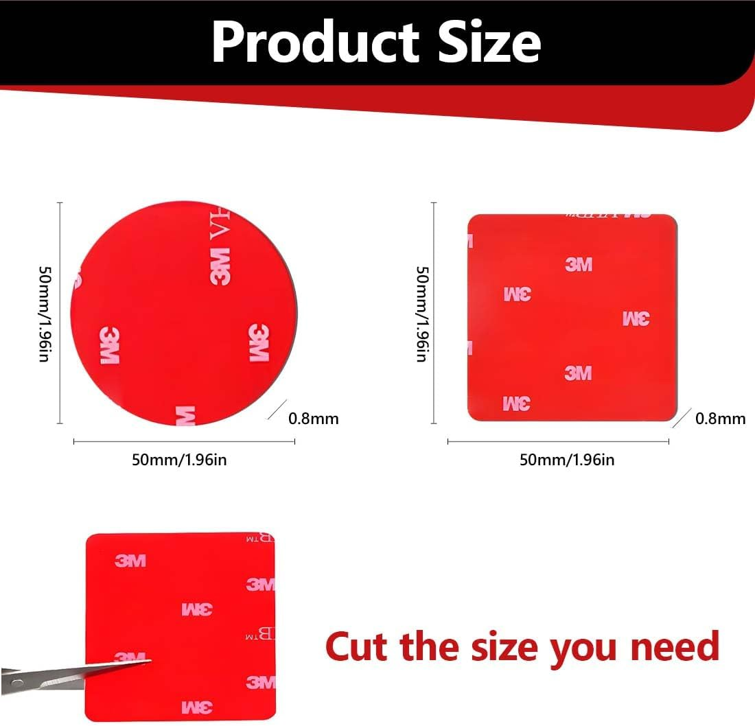 Pack of 10 3M Double-Sided Adhesive Tape Stickers, VHB Car Camera Mounting Tape for Car, Dashboard, Waterproof, Heat Resistant, Strong Adhesive Tape Stickers (Square and Round) image number 5