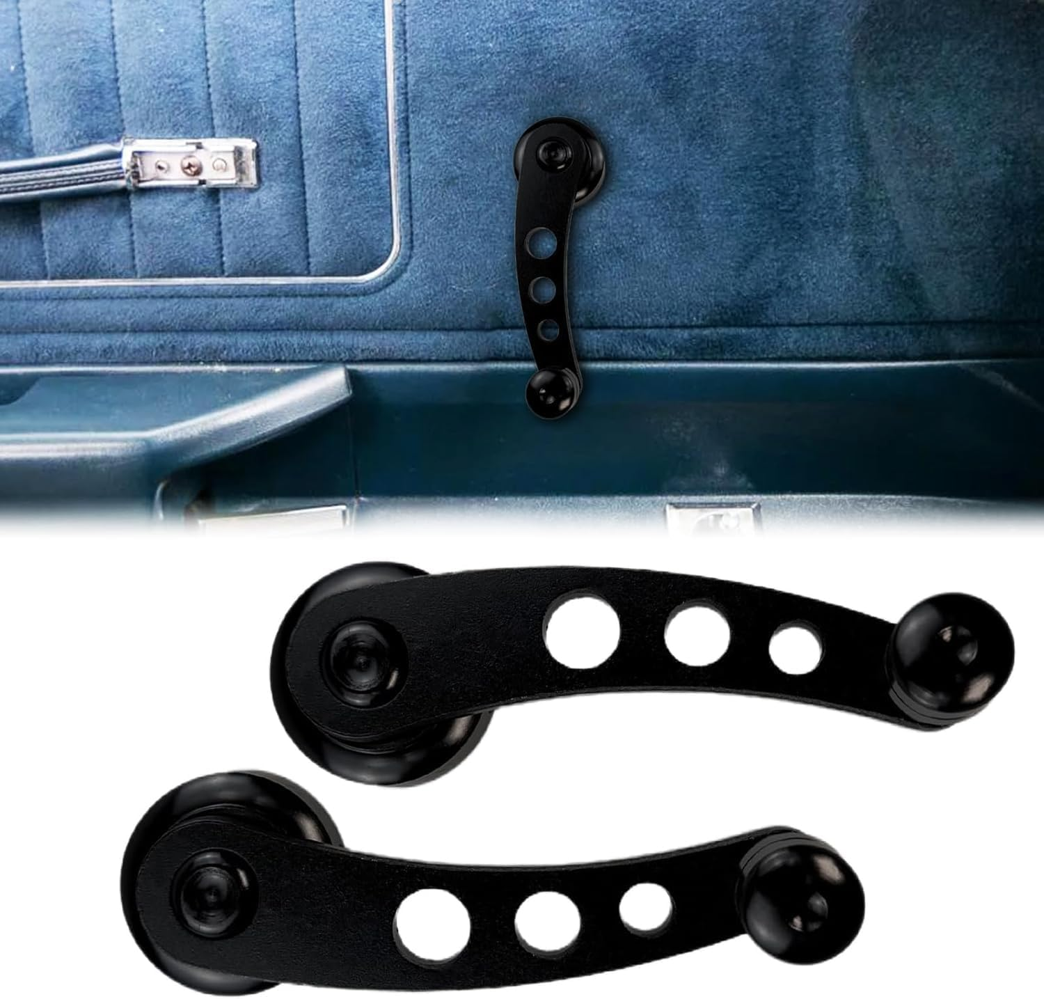 Aluminum Car Window Winder Handle, Easy Install Universal Replacement Crank for Door Glass, Black Anodized SUV Truck Automotive Window Cranks(Black) image number 2