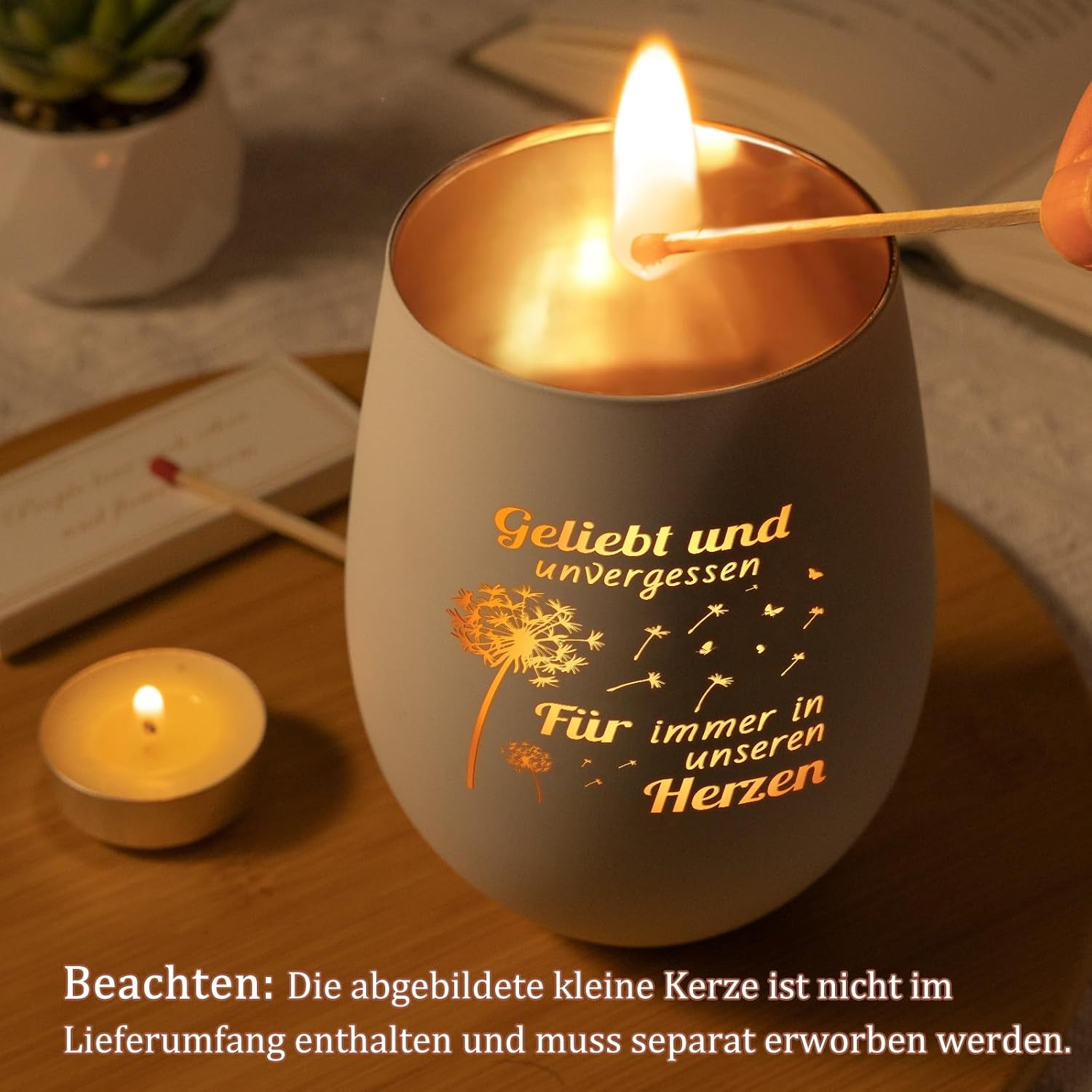 Mourning Gift Mourning Light Lantern with Engraving for Always in Our Heart, Funeral Candle, Grave Decoration, Mourning Gifts, Mourning Light, Funeral Gifts for the Survivors, Consolation Gifts image number 1