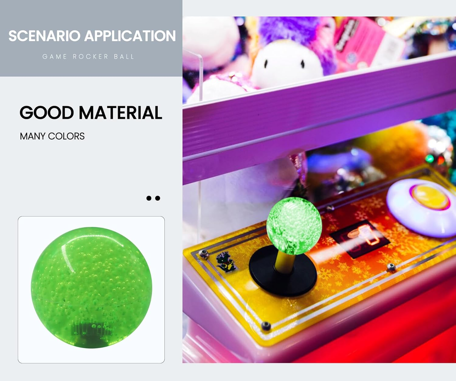 Timebid 35MM Crystal Joystick Ball Top Handle Rocker | M6 Screw Head Arcade Game Joysticks Easy-Install Replacement DIY Parts(Pack of 2) Green*2 image number 1