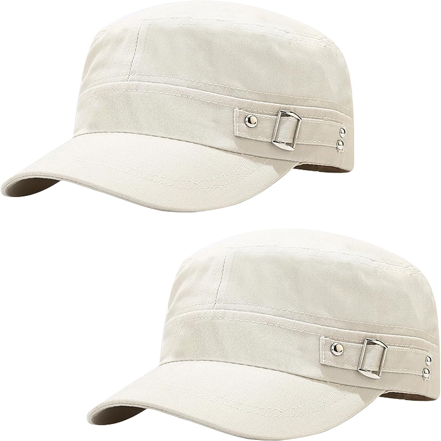 2 Pcs Unisex Cadet Army Cap Military Hat Combat Cap Breathable Baseball Cap Adjustable Flat Top Cap for Men Women