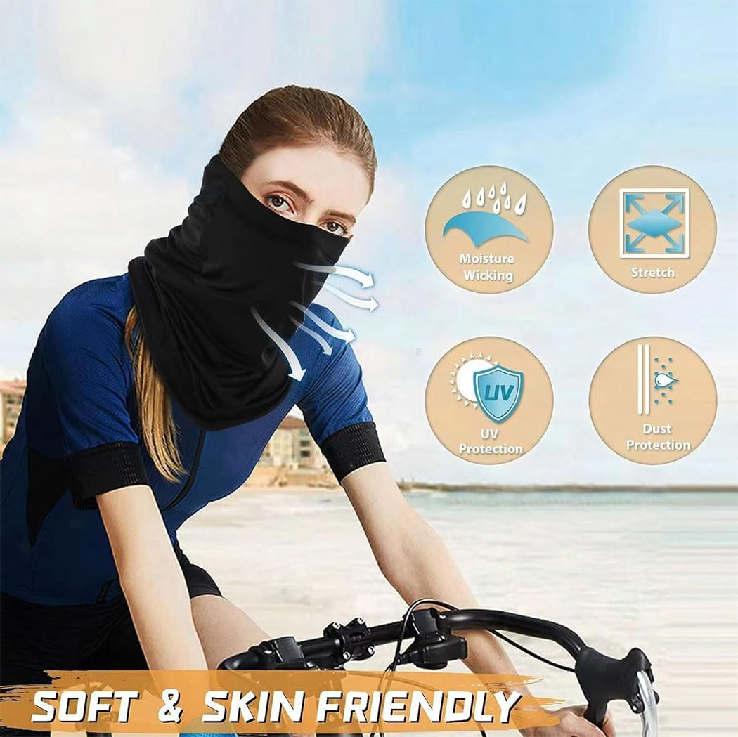 4 Pieces Summer Face Cover Scarf Mens Women Cooling Neck Gaiter Bandana Face Mask Sun UV Protection for Sport Cycling Running image number 3