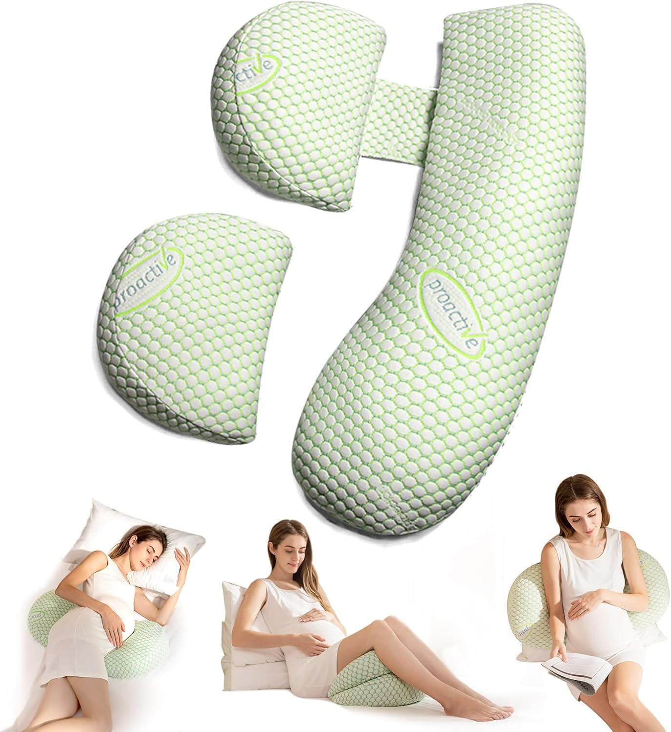 ZONEY Pregnancy Pillow, Maternity Pillow for Pregnant Women, Soft Maternity Pillow with Detachable & Adjustable Pillow Cover, Support for Back, HIPS, Legs, 2 Styles (3 in 1) image number 1