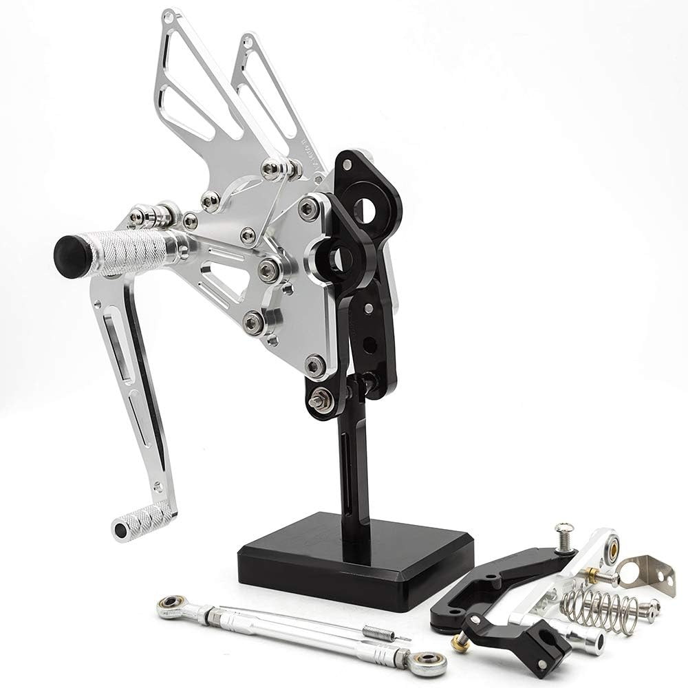 FXCNC CNC Billet Motorcycle Rearset Foot Pegs Rear Set Footrests Fully Adjustable Foot Boards Compatible with FZ-09 MT-09 FZ09 MT09 2013-2019, XSR900 2016-2019 image number 4