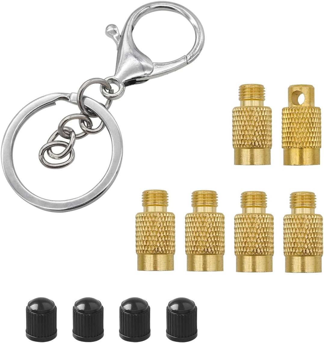 Mandark Car Tire Deflator Tool, 4 in 1 Brass Vehicle Air Pressure Deflation Valve Kit, Portable Automotive Tyre Relief Bleeder Set with Valve Caps Keychain, Universal for Offroad Vehicle image number 5