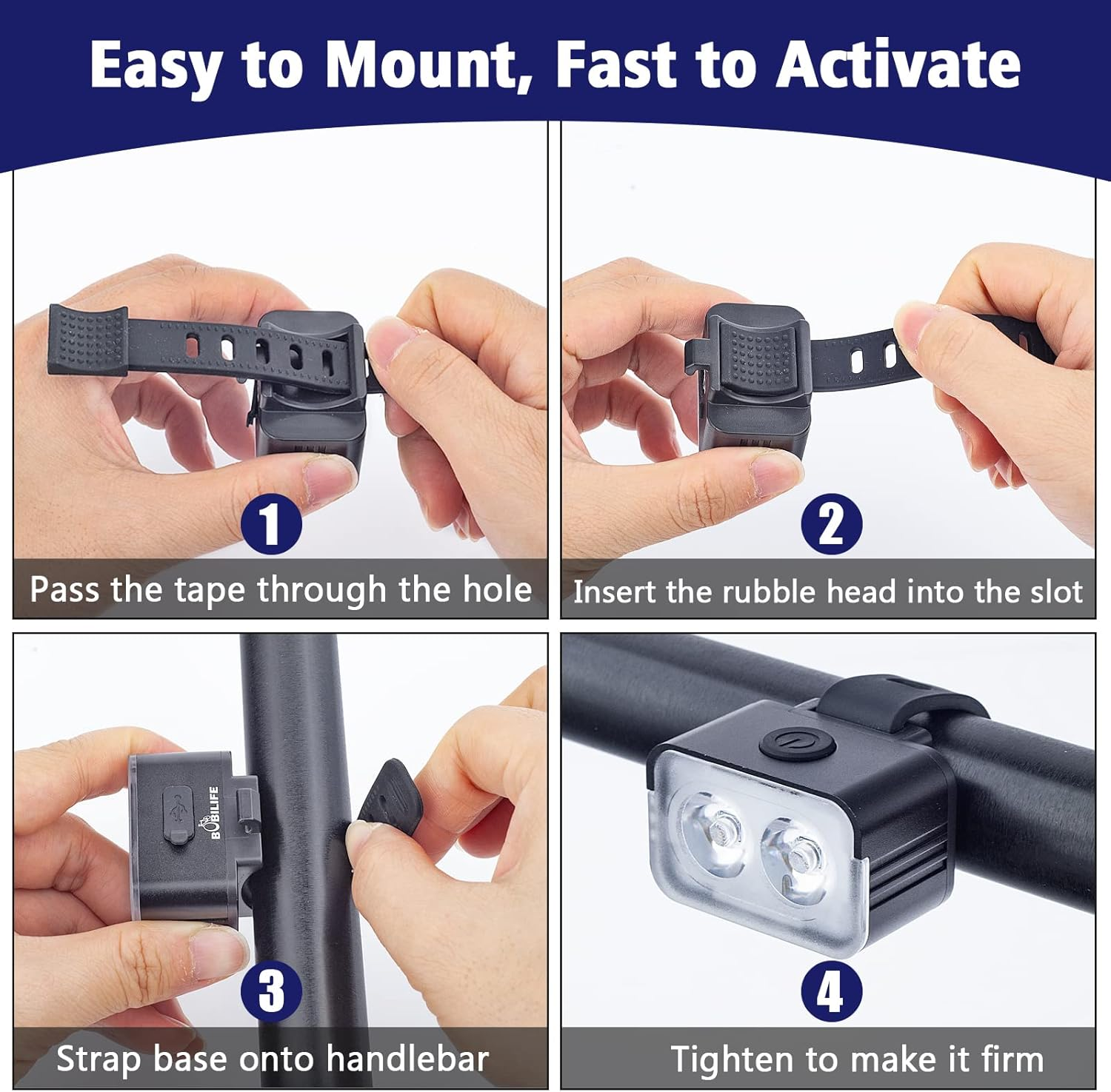 Powerful Rechargeable Bike Light Set - Smart Multi-Modes Ultra Bright Bicycle Front and Rear Lights with Spot & Flood Beams, Waterproof Headlight Taillight Set for Mountain, Road, Kids & City Bicycles image number 6