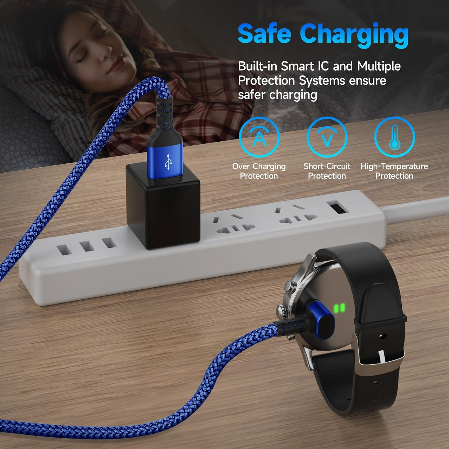 Garmin Watch Charger Cable Right Angle [2-Pack,1.2M] Compatible with Garmin Fenix 7 7S 7X 6 6S 6X 5 5S 5X plus Pro,Forerunner 955 965 45 45S 245,Instinct,Approach S62,Vivoactive 4 4S,Venu,Epix,Quatix image number 2