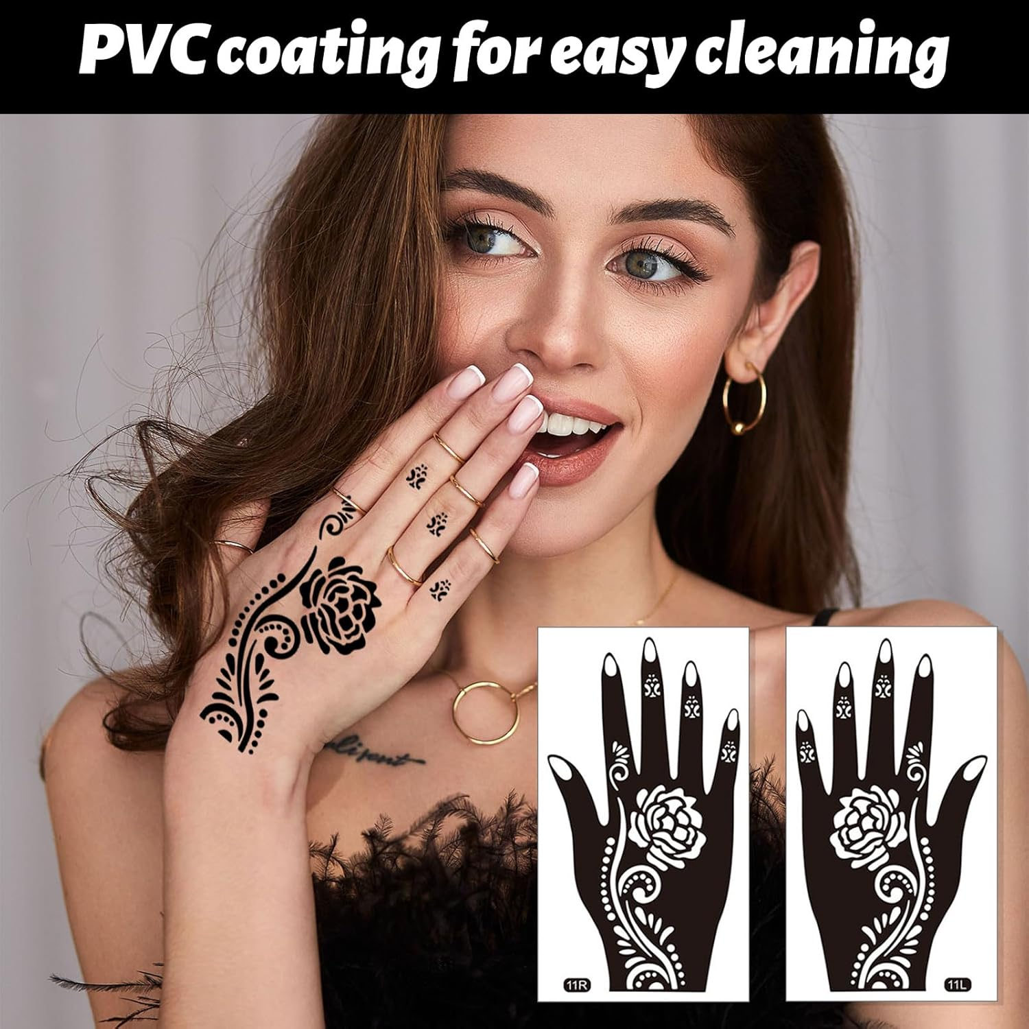 Weploda 24 Henna Tattoos Temporary Tattoo Stencils Indian Arabic Hands Tattoo Temple Stickers for Women