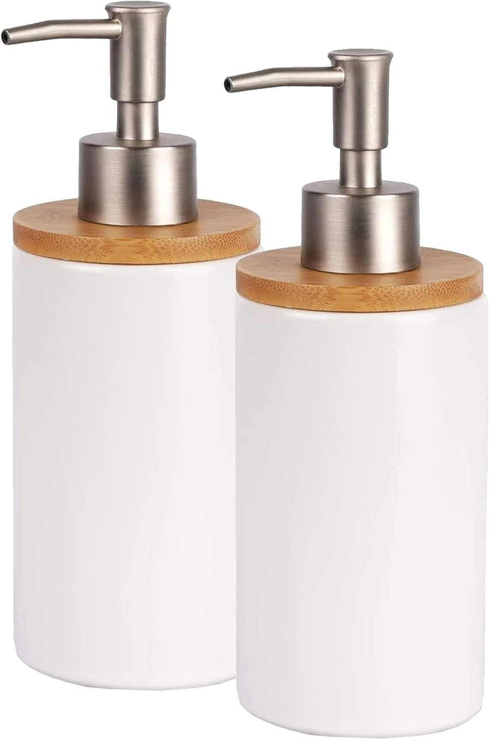 2Pcs Ceramic Dish Soap Hand Soap Dispenser, 400Ml Hand Soap Dispenser Set Kitchen Decorative Pump Jar Dispenser Refillable Liquid Wash Dispenser Bottle for Bathroom, Countertop, Kitchen (Grey)