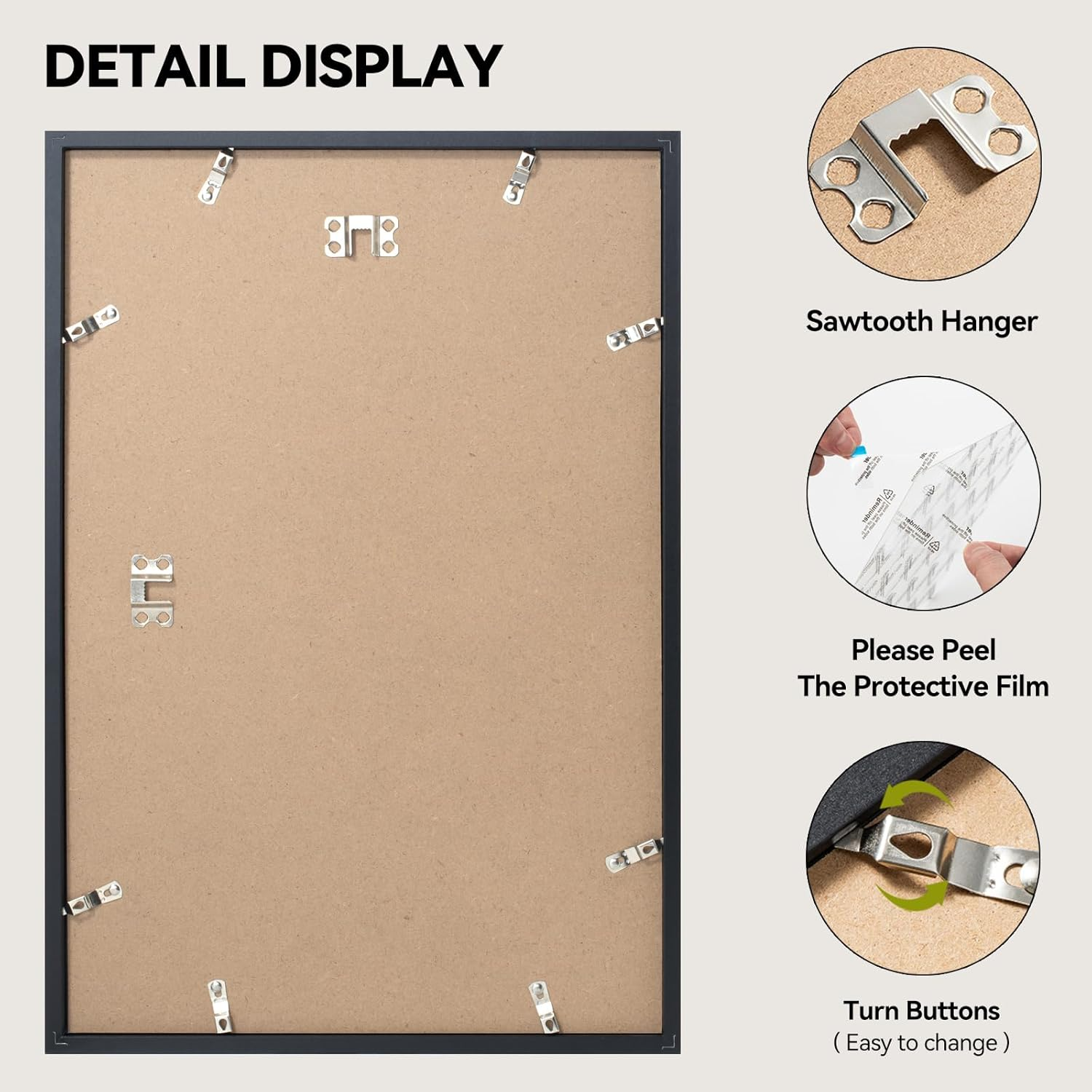 Happyhapi 12X18 Poster Frame, Black Picture Frame for 11X17 (With Mat) or 12X18 (Without Mat), Vertical and Horizontal Wall Mount Large Picture Frame for Photos, Posters and Art Prints, 1 Pack