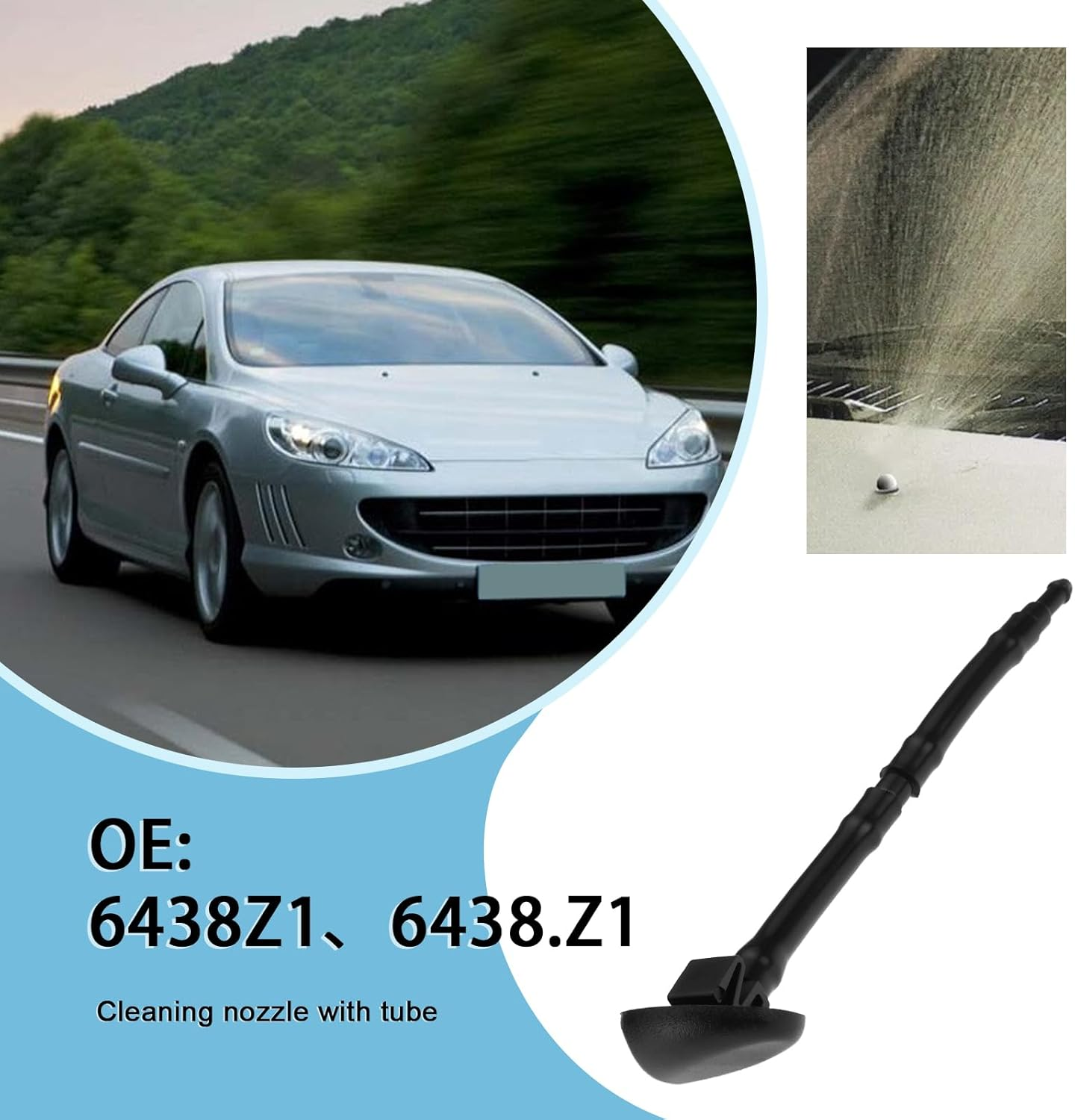 2PCS Windshield Washer Nozzles with Hose Compatible with Peugeot 407 OE 6438Z1 6438.Z1 27.1X21.2Mm Tube Length 12Cm Windshield Washer Jet image number 6