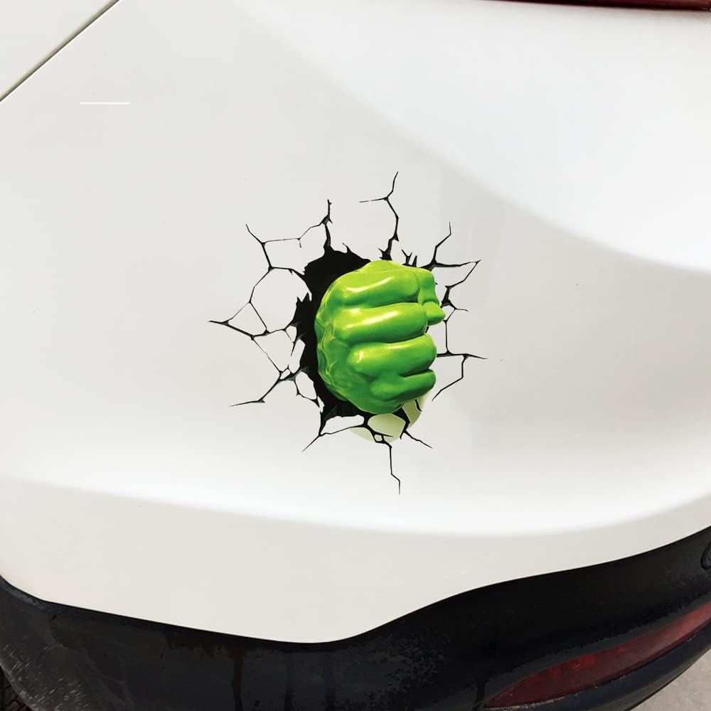 JINYUNDUOSP Marvel Hulk 6.7 Inch 3D Car Stickers, Green, Vinyl & Paper, Modern & Contemporary Style, Water Resistant, Outdoor Use, Car & Motorcycle, Die-Cut Sticker, Automotive