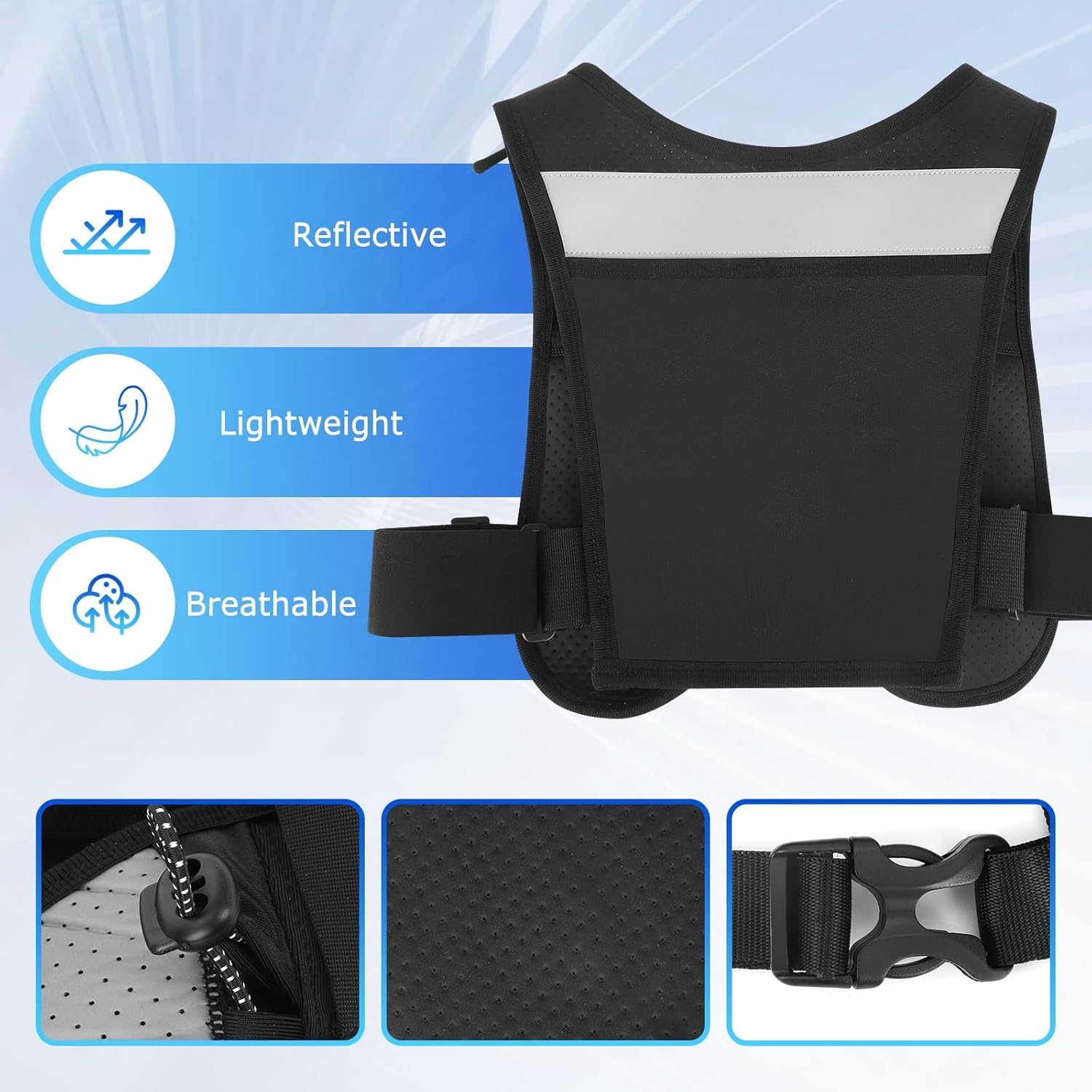 Running Vest for Men Women, Reflective Hydration Vest with Phone Holder and Bottle Pocket image number 6