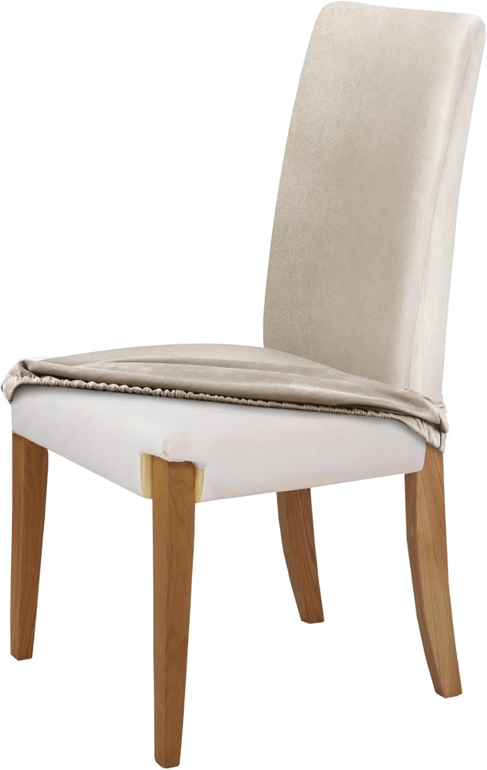 Sherwood Home Premium Faux Suede Eco-Friendly Durable Luxuriously Smooth to Touch Stretchable and Easy to Maintain Fabric Easy to Install Anti-Slip Dining Chair Cover Protector (1 Seater) - Silver