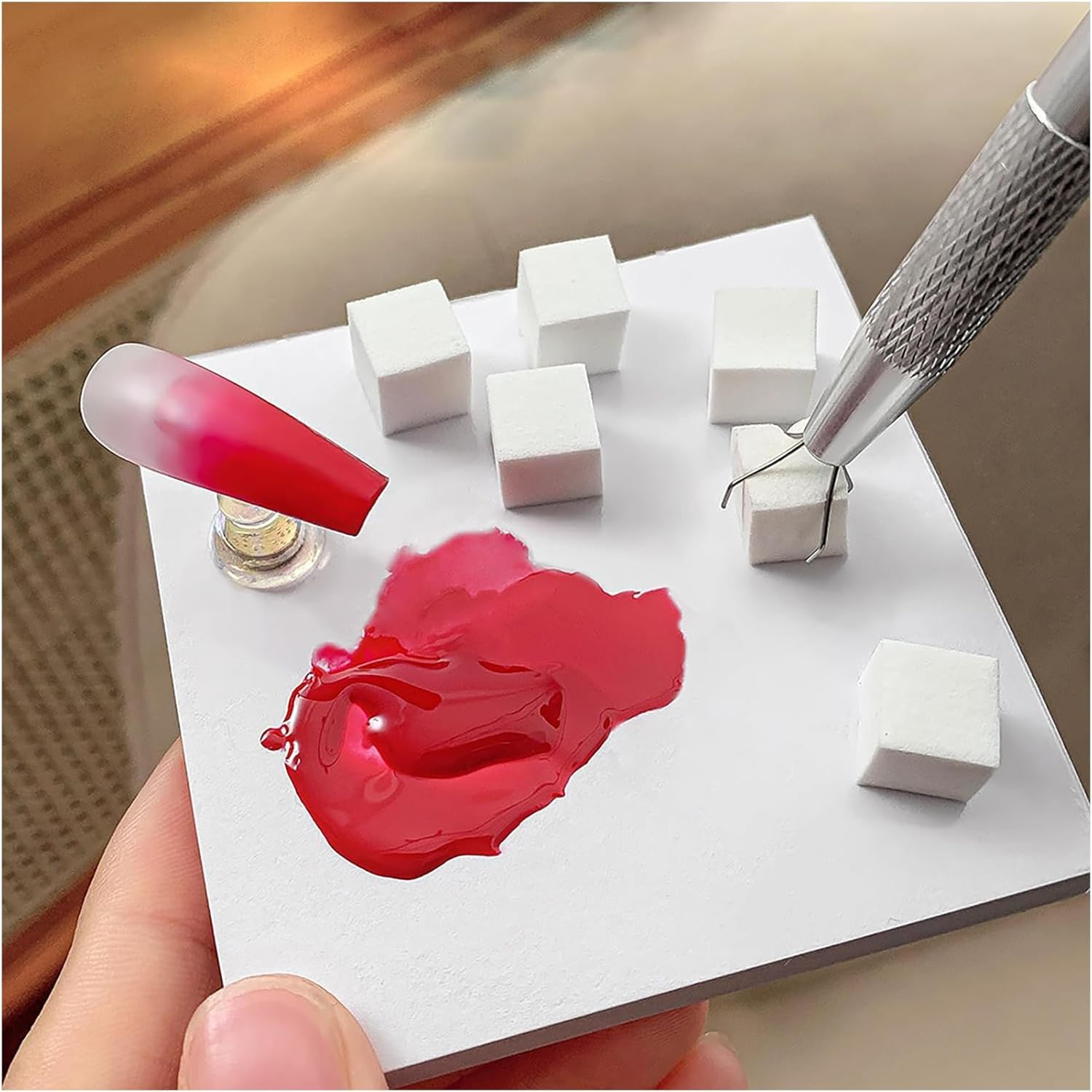 Gupcaqosjw Nail Sponges - 200-Pieces Nail Painting Sponges with Grabbing Pen - Professional Beauty Salon Manicure Tool for Family Friends Girls Mom Women image number 4