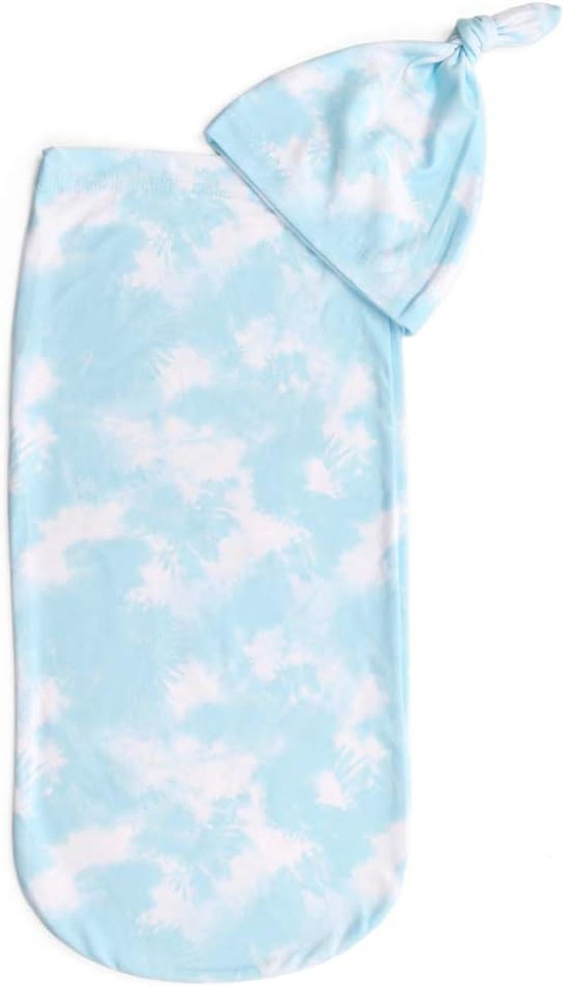 Itzy Ritzy Cocoon & Hat Swaddle Set, Cutie Cocoon Includes Name Announcement Card & Matching Jersey Knit Cocoon & Hat Set, Perfect for Newborn Photos, for Ages 0 to 3 Months, Blue Cloud Tie Dye - Dinosaur image number 3