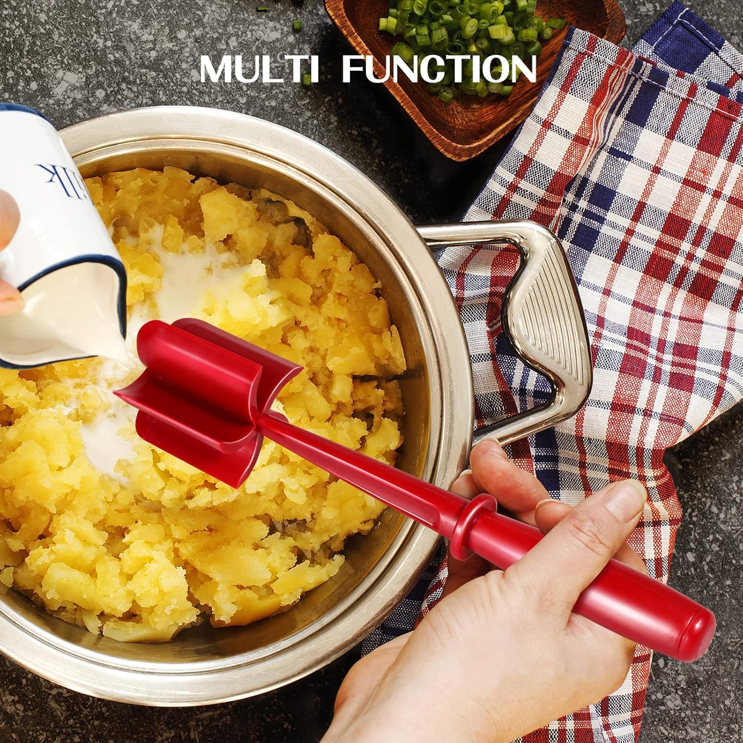 2Pcs Meat Chopper, Premium Heat Resistant Masher and Smasher for Hamburger Meat, Ground Beef, Ground Turkey and More-Non Stick Mix Chopper for Kitchen Tool(Red + Black) image number 5