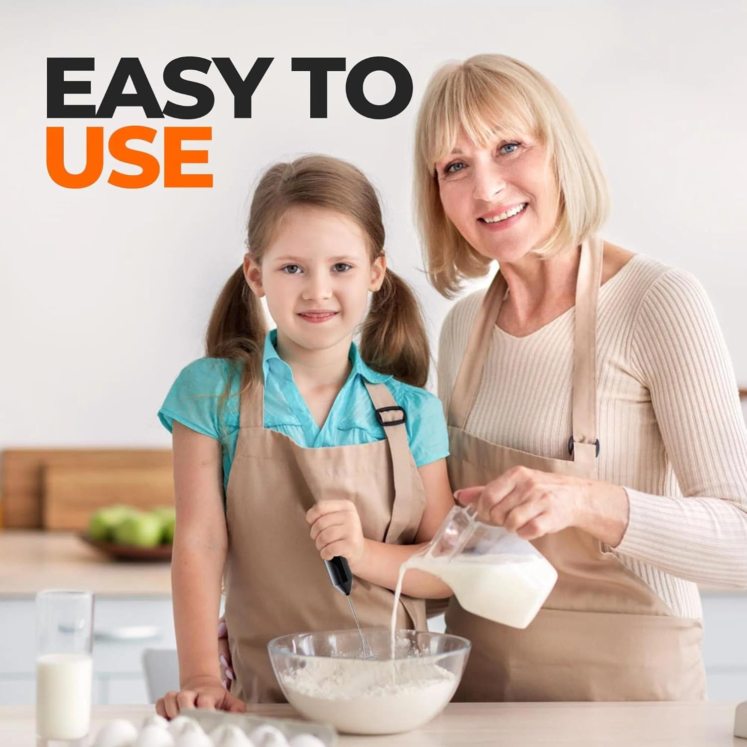 Double Whisk Milk Frother, Handheld Electric Blender Stick, Drink Mixer with Food Grade Stainless Steel Stirrer, Battery Operated Foam Maker for Coffee, Cappuccino, Frappe, Matcha, Hot Chocolate Latte image number 5