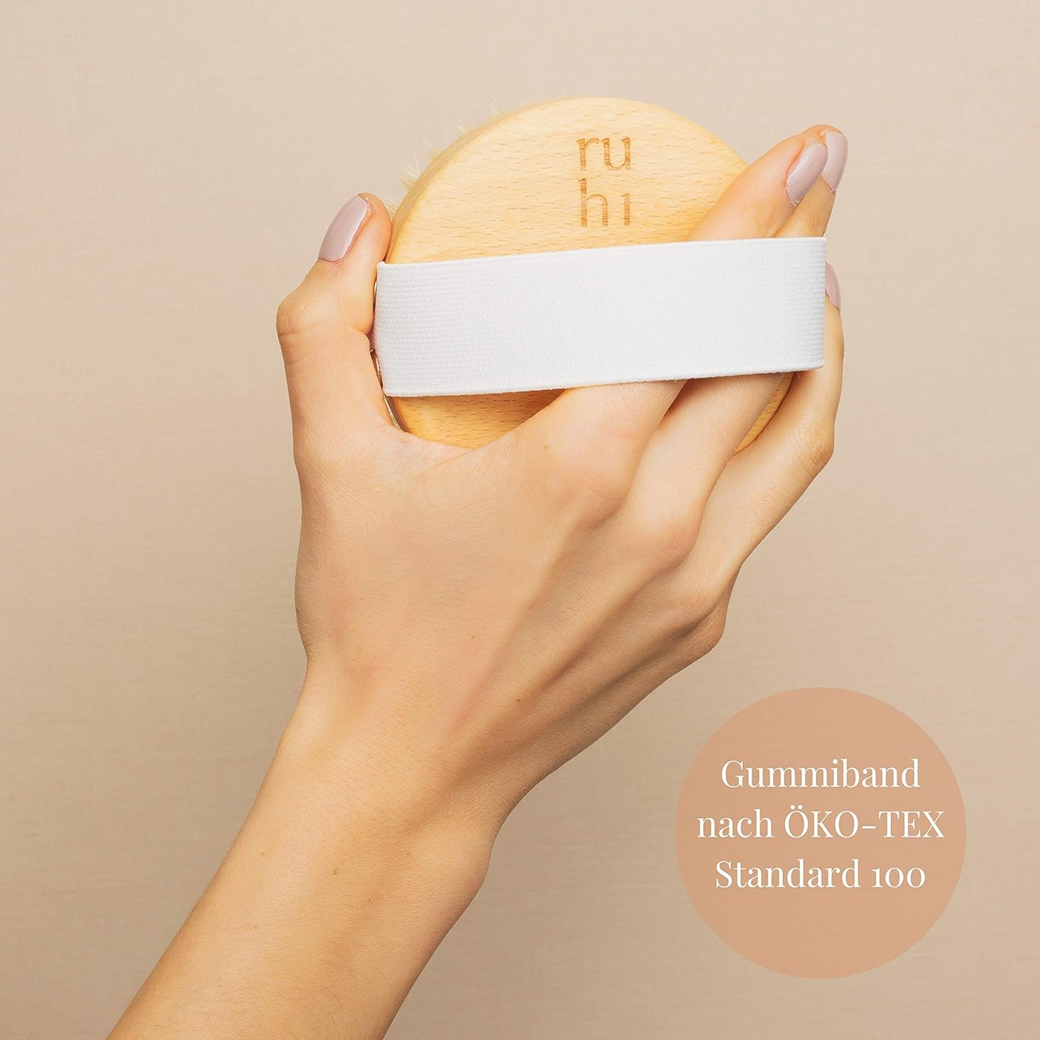 RUHI Body Brush round 100% Natural Bristles Made in Germany/Fsc Certified Beech Wood/Plastic Free/For Dry Brushing Massage (Dry Brush) / Lymphatic Drainage against Cell image number 1