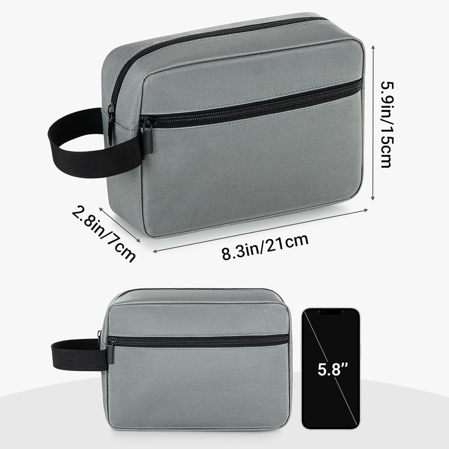 Mumoo Bear Travel Toiletry Bag for Women and Men, Lightweight Makeup Bag Hanging Dopp Kit with Shaving Compartment Cosmetic Organizer Small Tool Bag Travel Essentials（Grey）