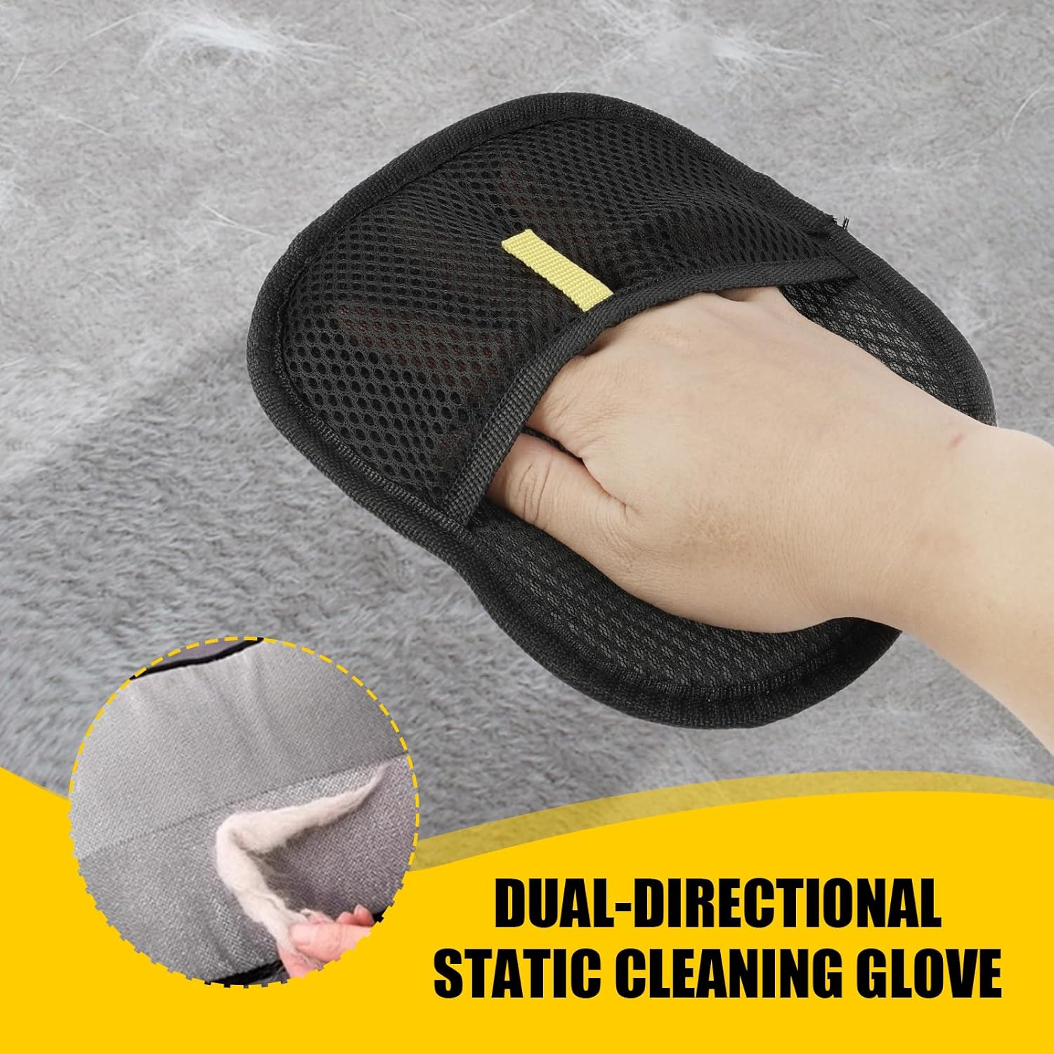 Pet Hair Remover Gloves, Electrostatic Reusable Cat & Dog Fur Removal Tool, Double-Sided Static Cleaning Upgraded Grooming Mitt for Deshedding & Washing for Couch, Furniture, Carpet & Car