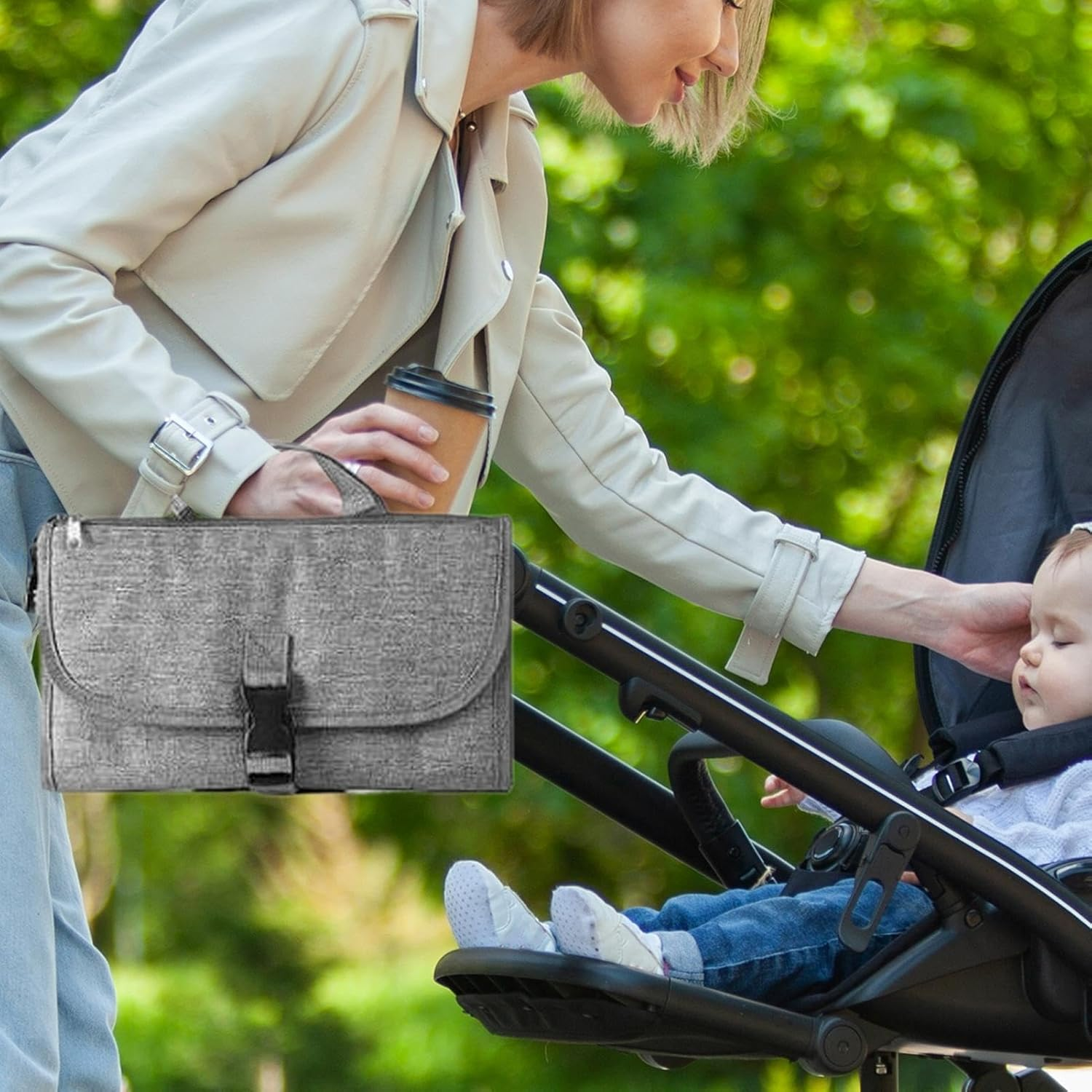 Diaper Change Pad, Multiple Pockets Design Diaper Changing Pad, Portable Waterproof Diaper Pad, Multifunctional Changing Station, Folding Changing Pad, Easy to Use, Portable for Traveling image number 2