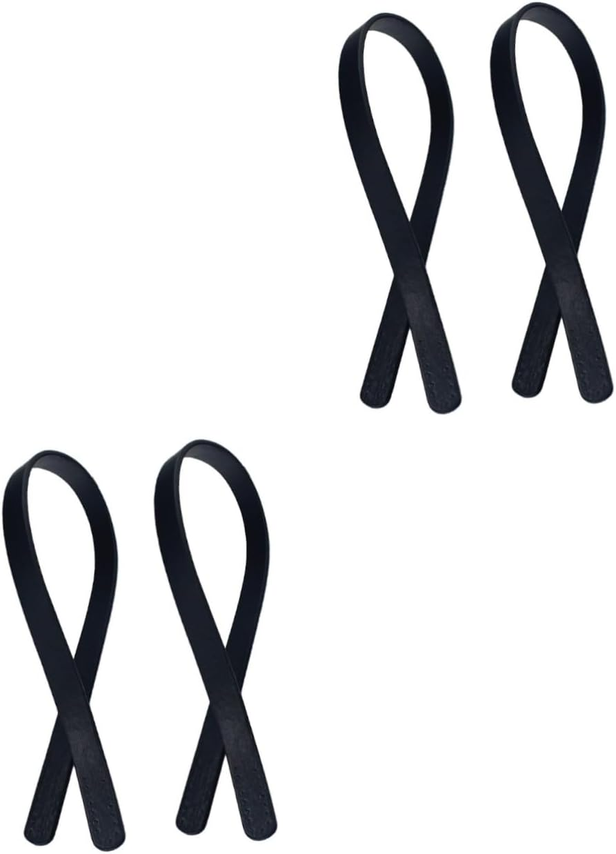 LALAFINA 4Pcs Pu Leather Handbag Handles Replacement Strap Bag Belt for Women Tote Bag Handstitch Porous DIY Pouch