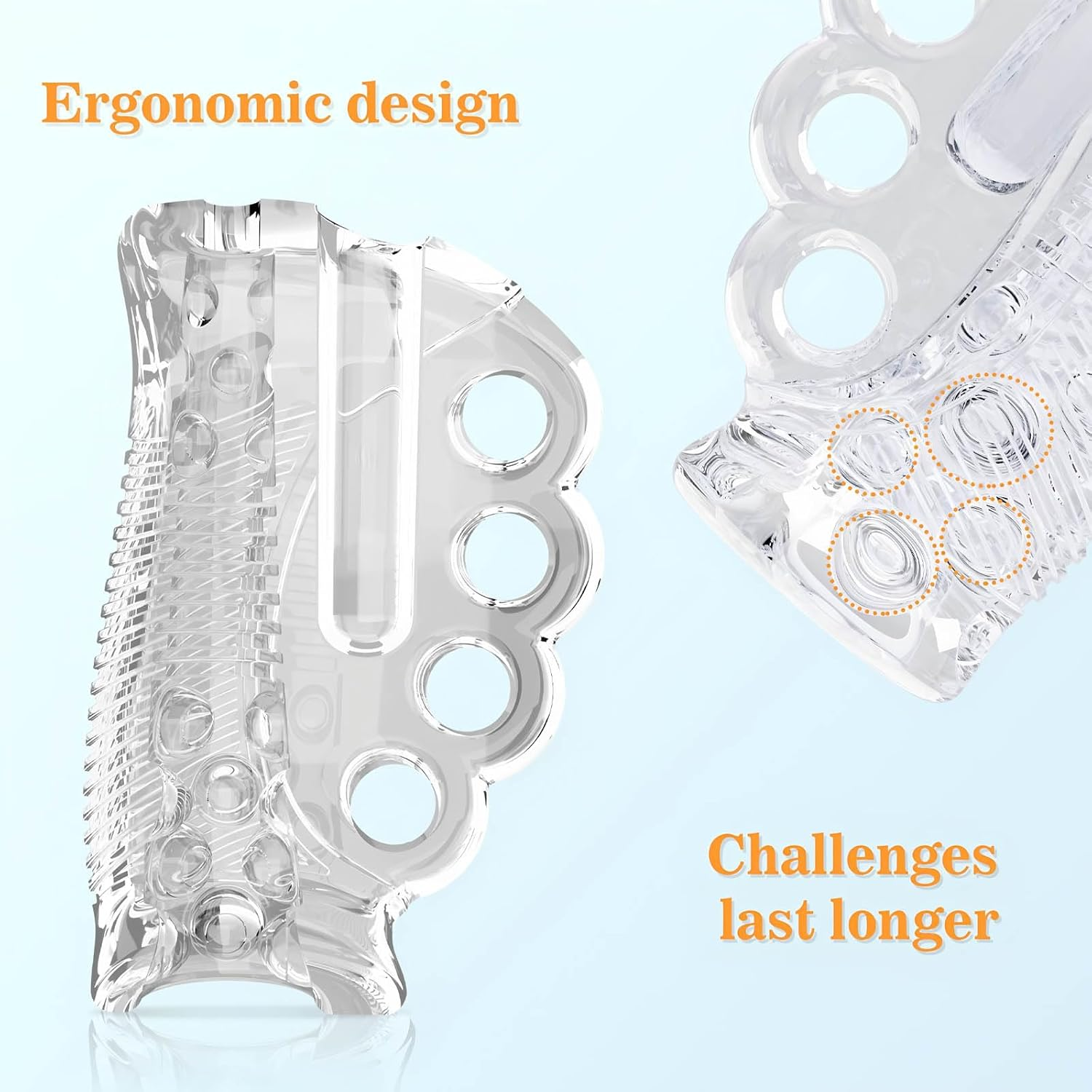 Mineens Transparent Male Masturbator - Male Masturbator with Handle - Realistic Oral & Vagina Textured Stroker, Soft TPE Masturbation Sleeve for Men image number 5