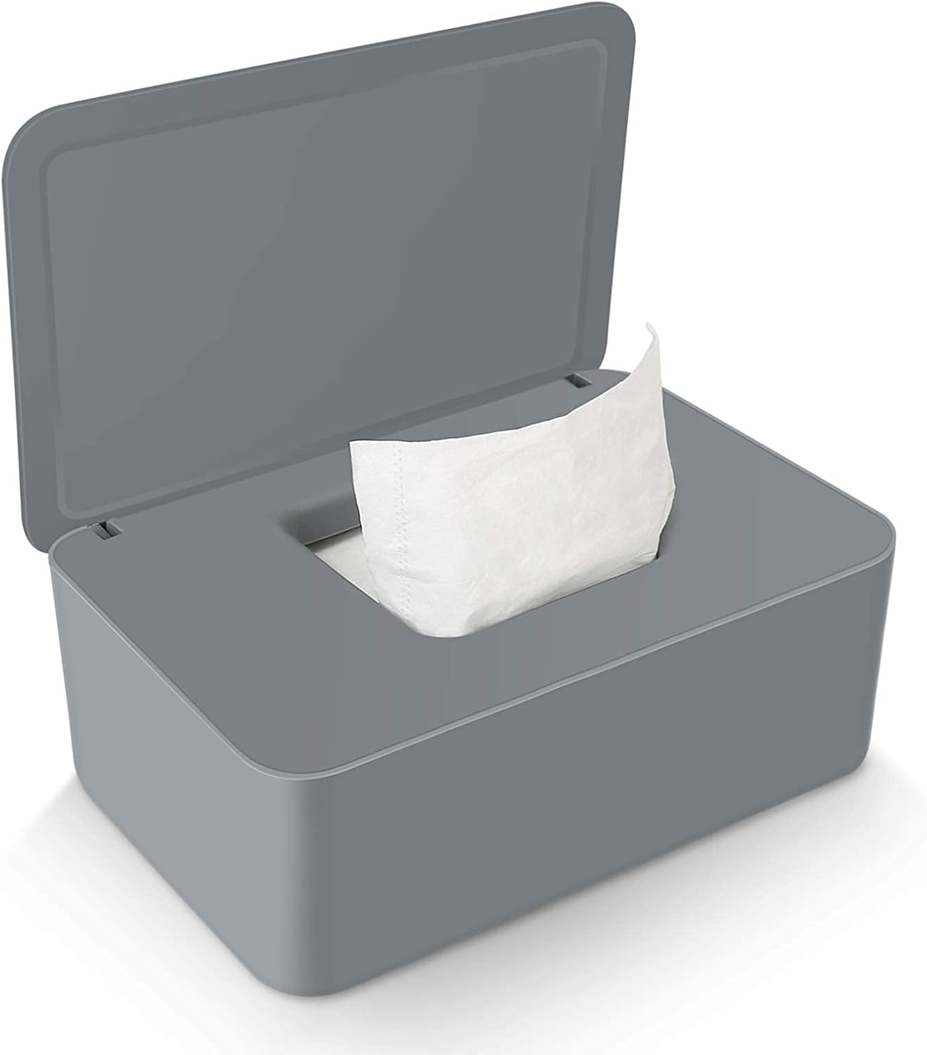 Wipes Dispenser, Dustproof Tissue Storage Box Case Wet Wipes Dispenser Holder with Lid for Home Office Desk (White)