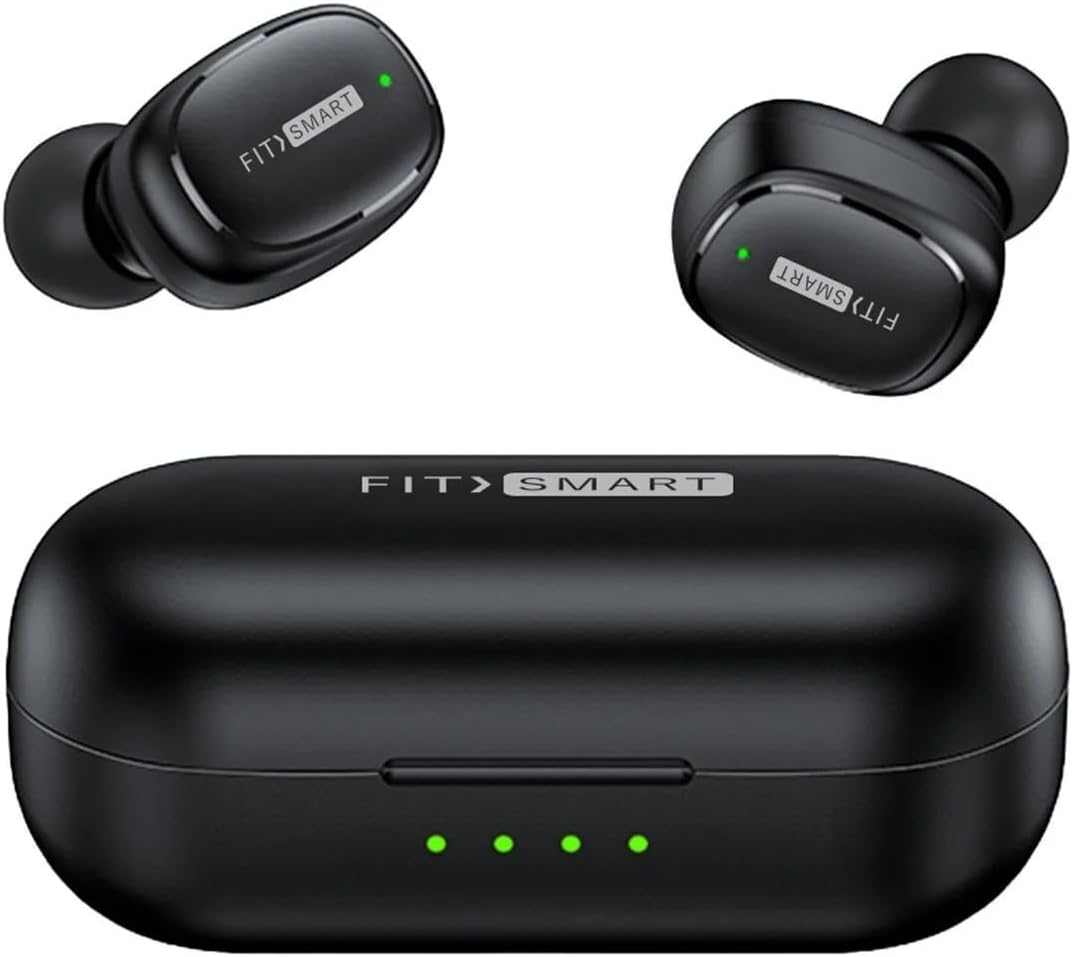 Fitsmart in Ear Buds with Charging Case - True Wireless Earphones, 8 Hours Playtime, Comfort Fit, IPX6 Waterproof, Bluetooth V5.1, Black image number 2