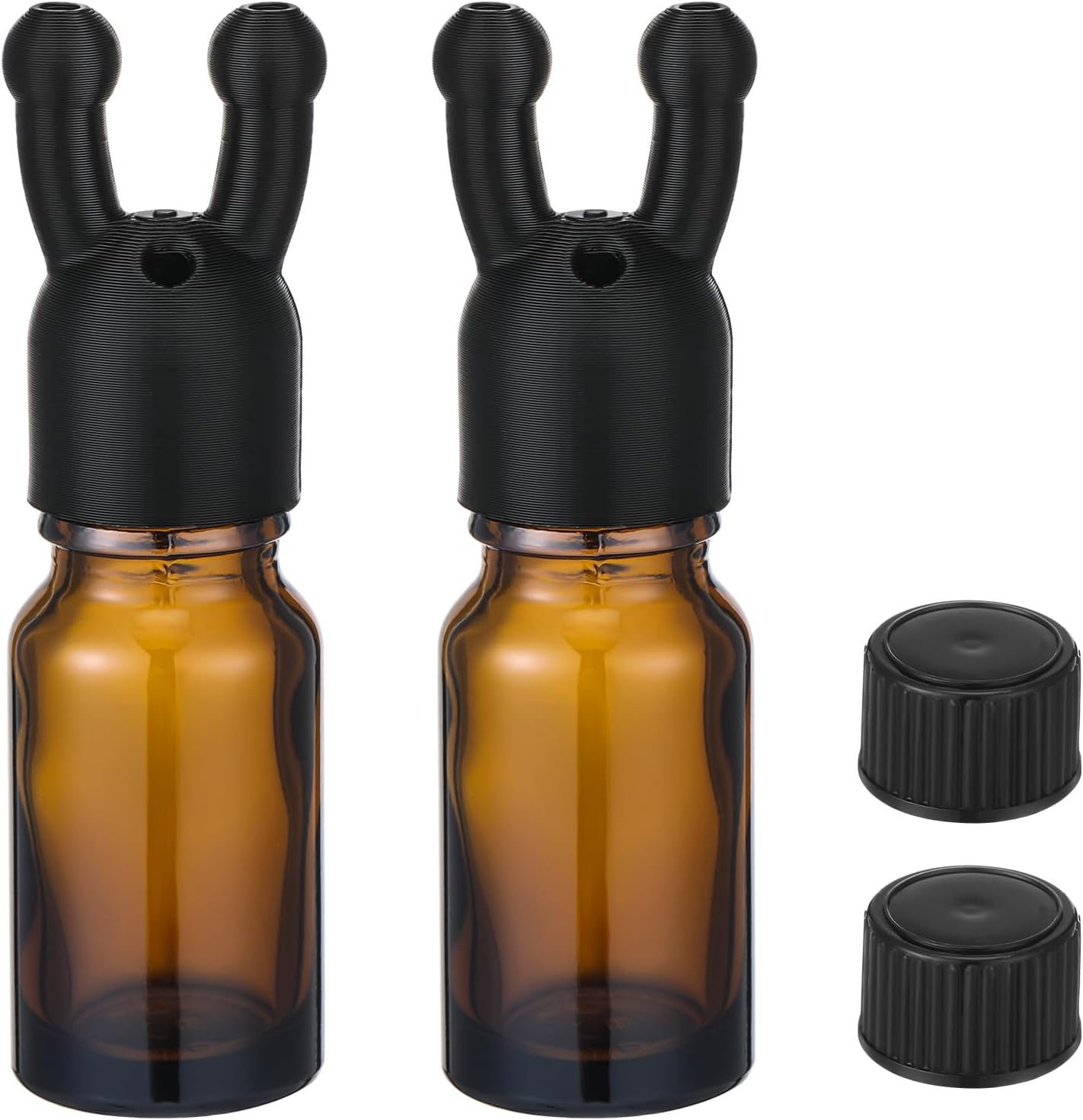 Chunful 2 Pack Essential Oil Inhaler Leakproof Double Hole Aroma Nasal Inhaler Inhaling Cap Mini Perfume Dispenser Bottle for Enhances Aromatherapy Inhalant Adults(Black)