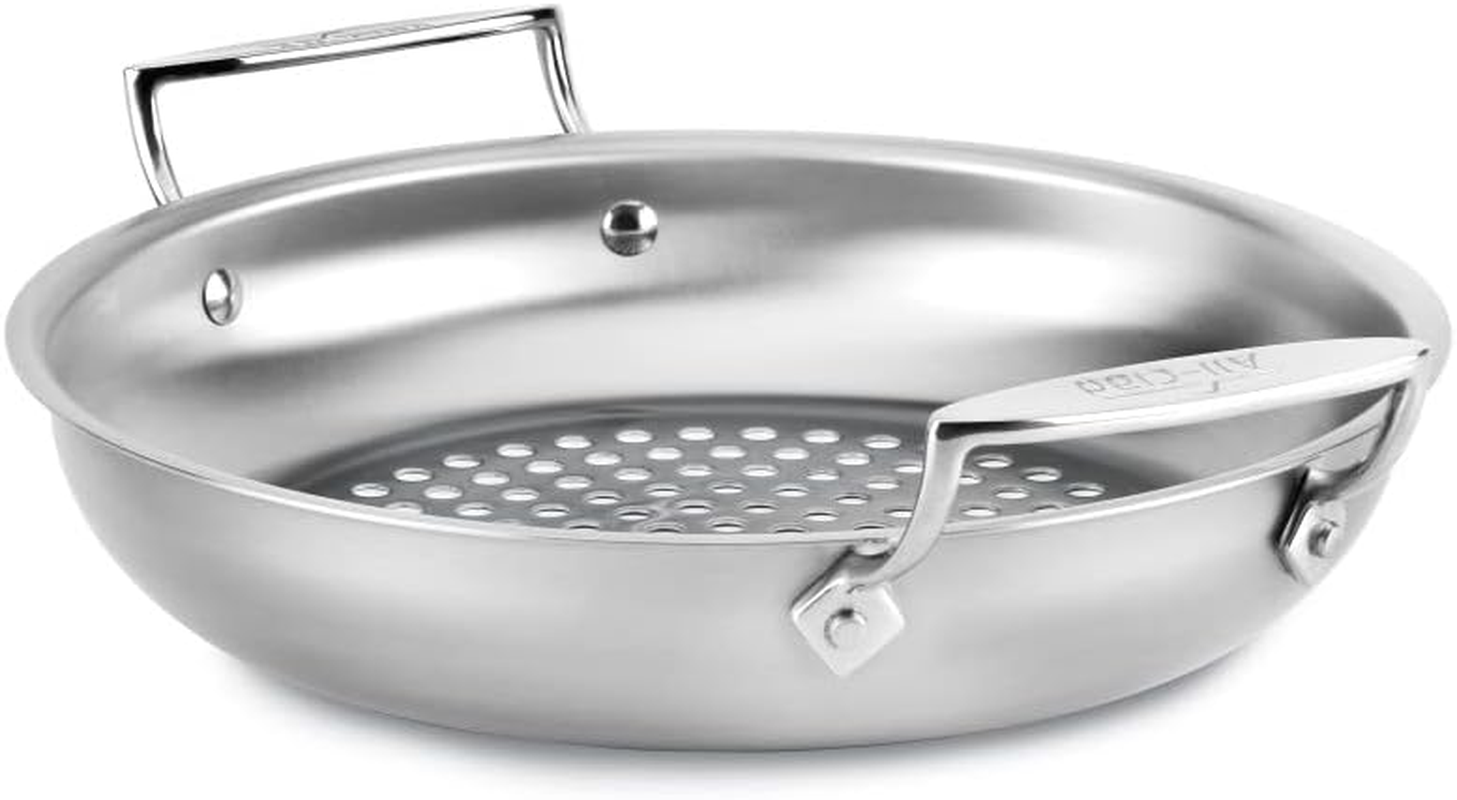 All-Clad Outdoor Stainless Steel round Basket 11 Inch Oven Broiler Safe 600F Pots and Pans, Cookware Silver image number 6