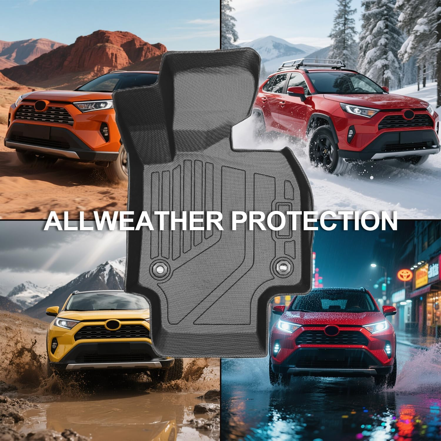 HOOMFIT All Weather Floor Mats Compatible with 2019-2025 Toyota RAV4, Full Set Cargo Liner Trunk Mat + Backrest Mats + Floor Mats for Toyota RAV4 Accessories image number 2