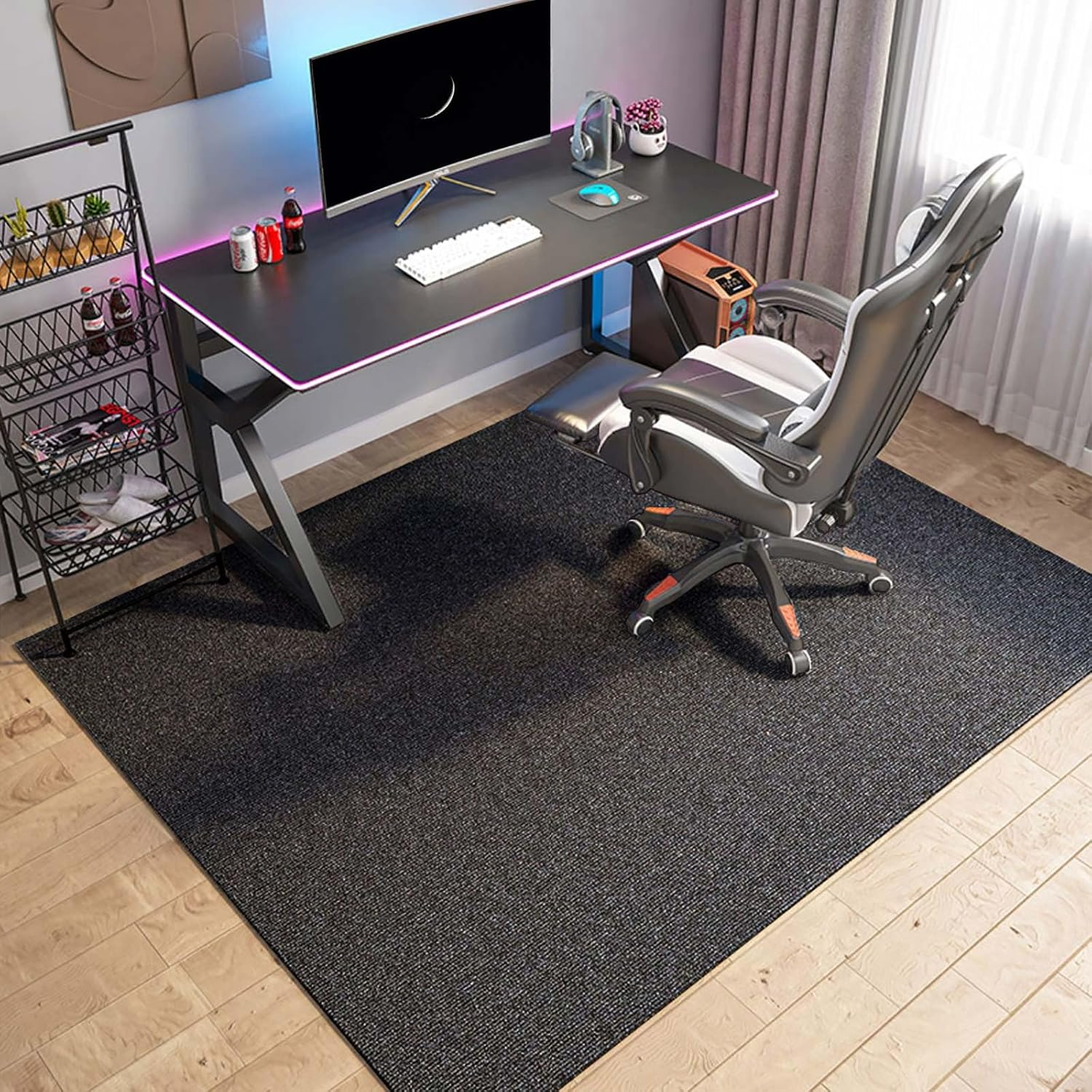 160&times;130Cm Office Chair Mat for Hardwood & Tile Floors &ndash; Anti-Slip, Noise-Reducing, Cuttable, Odorless, Easy-To-Clean Desk Mat for Office, Home & More, Dark Grey image number 5
