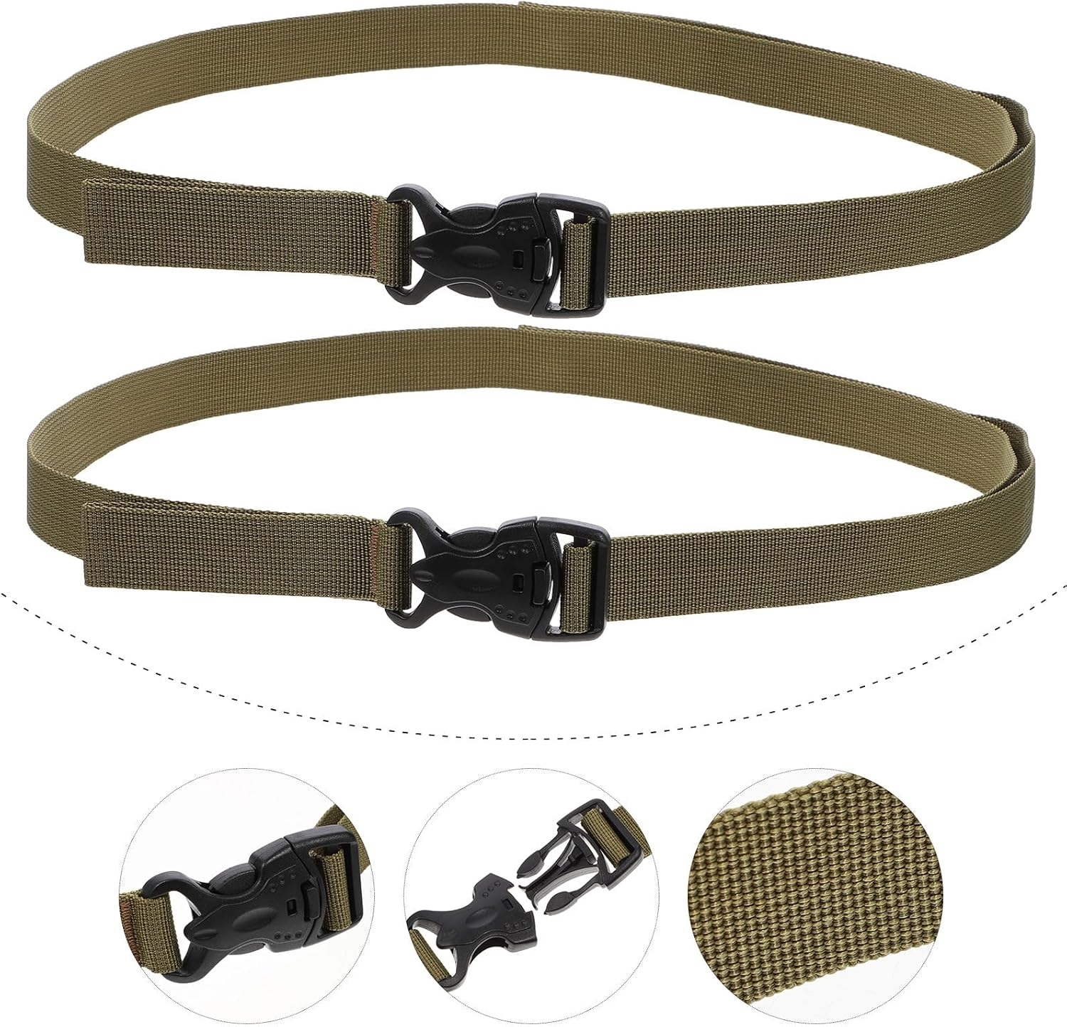 Hoement Outdoor Luggage Straps 2Pcs with Adhesive Buckle, Khaki Camping Tie down Belts for Travel Suitcase Securing and Bundling, Sturdy Fastening Straps for Outdoor Gear