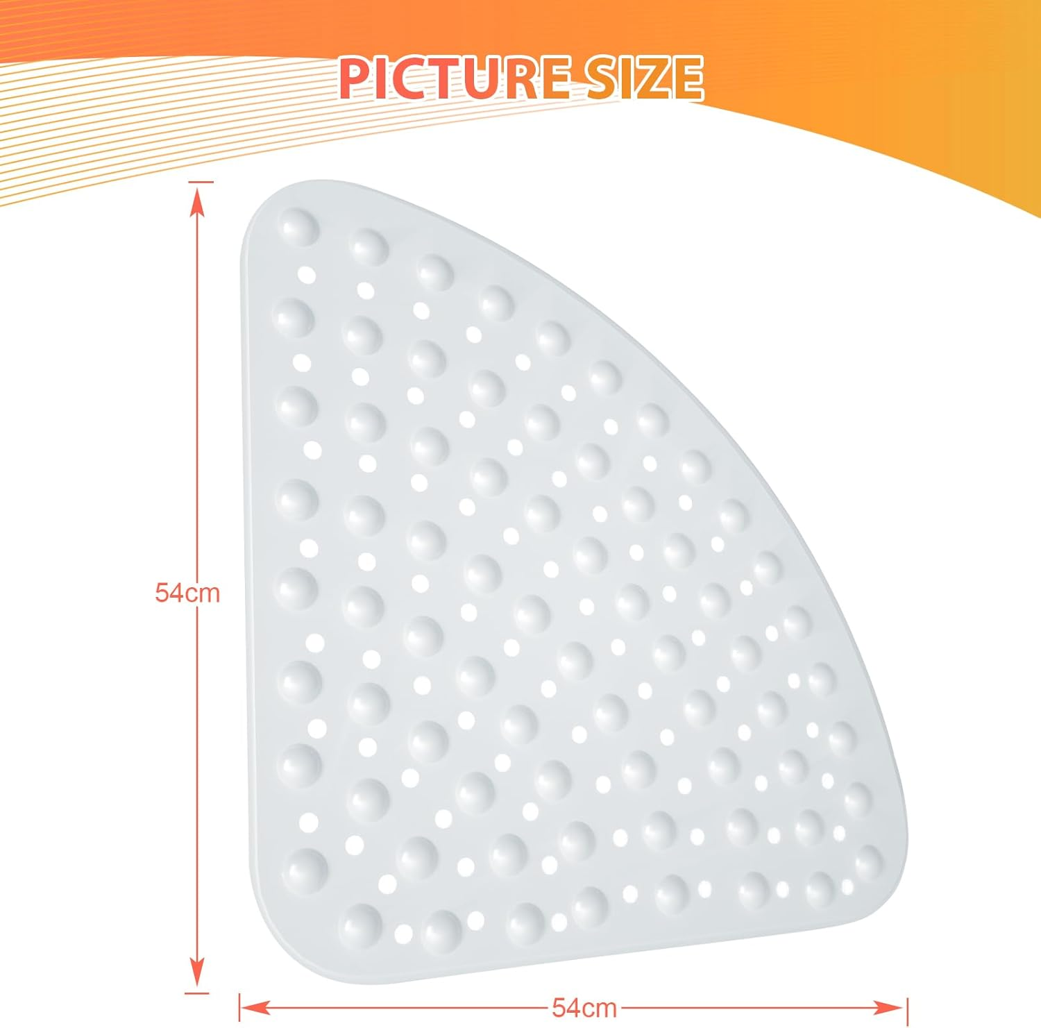 Corner Shower Mat Non Slip anti Mould, 54*54 Cm, White, Square, Thermoplastic Elastomer (TPE), Suitable for Shower Rooms, Spas and Other Places image number 2