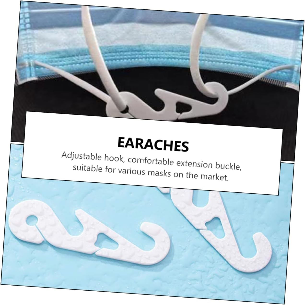 FRCOLOR 50Pcs Ear Strap Extender Buckles Hook Adjustable Ear Rope Band Buckle for White Long-Length Set for Comfortable Covering image number 3