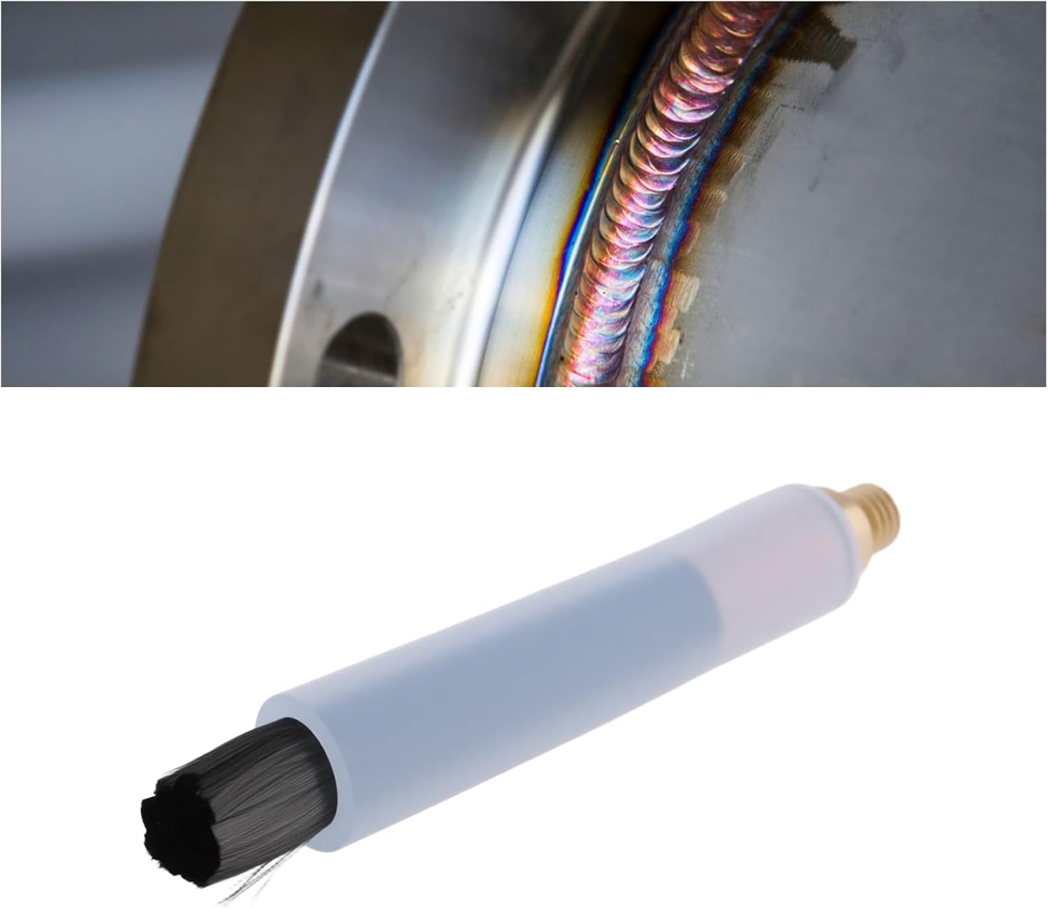 3Pcs M8 Copper Head Weld Brushes for Weld Seam Bead Joint Cleaning Polishing Machine Welding Seam Cleaner image number 2