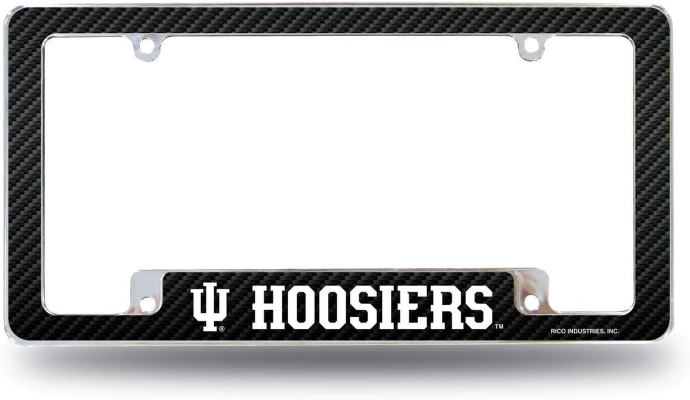 Rico Industries NCAA Indiana Hoosiers Black 12" X 6" Chrome All over Automotive License Plate Frame for Car/Truck/Suv