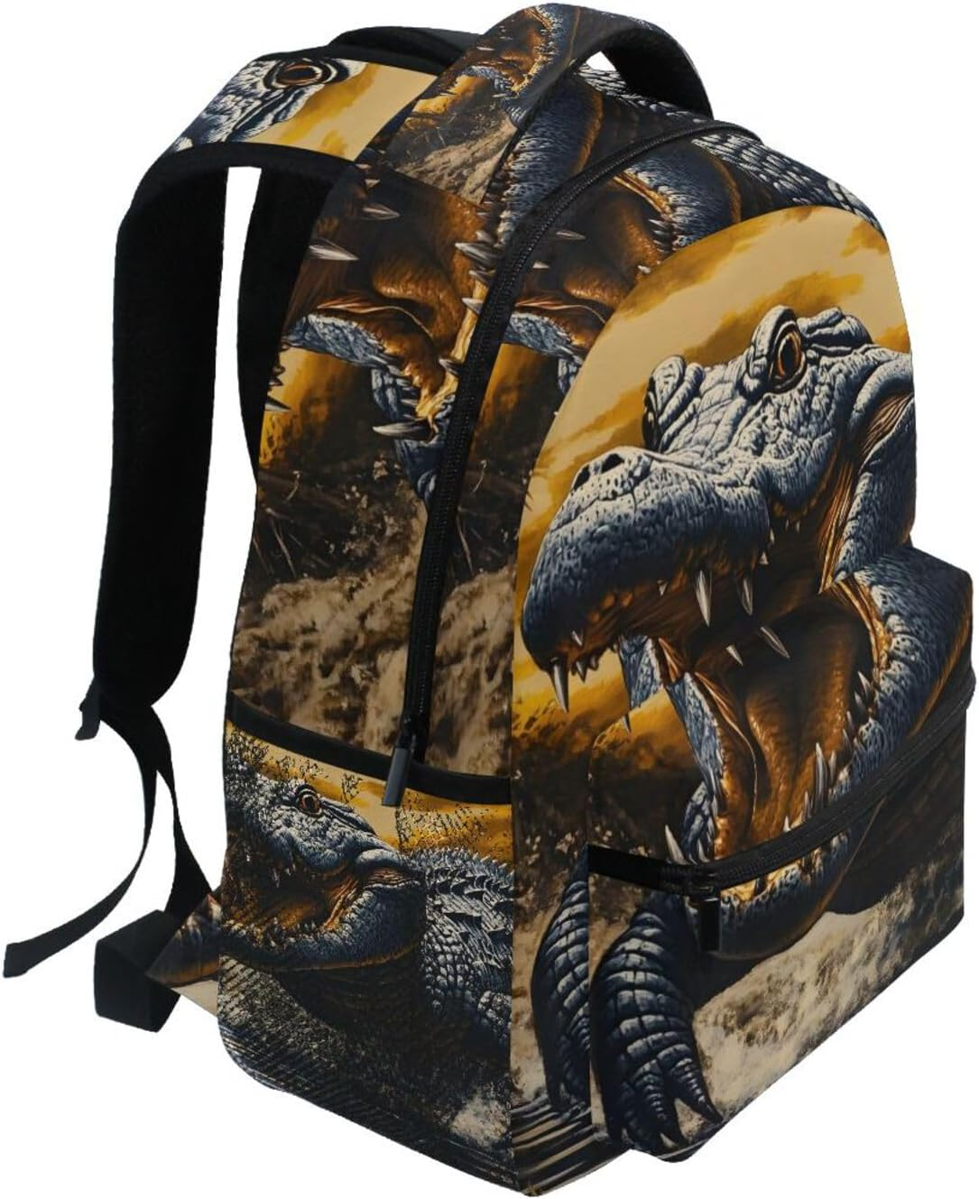 WOIWB Vintage Crocodile Kid'S School Backpack for Girls Boys, Bookbag Hiking Backpacks Small Size image number 5