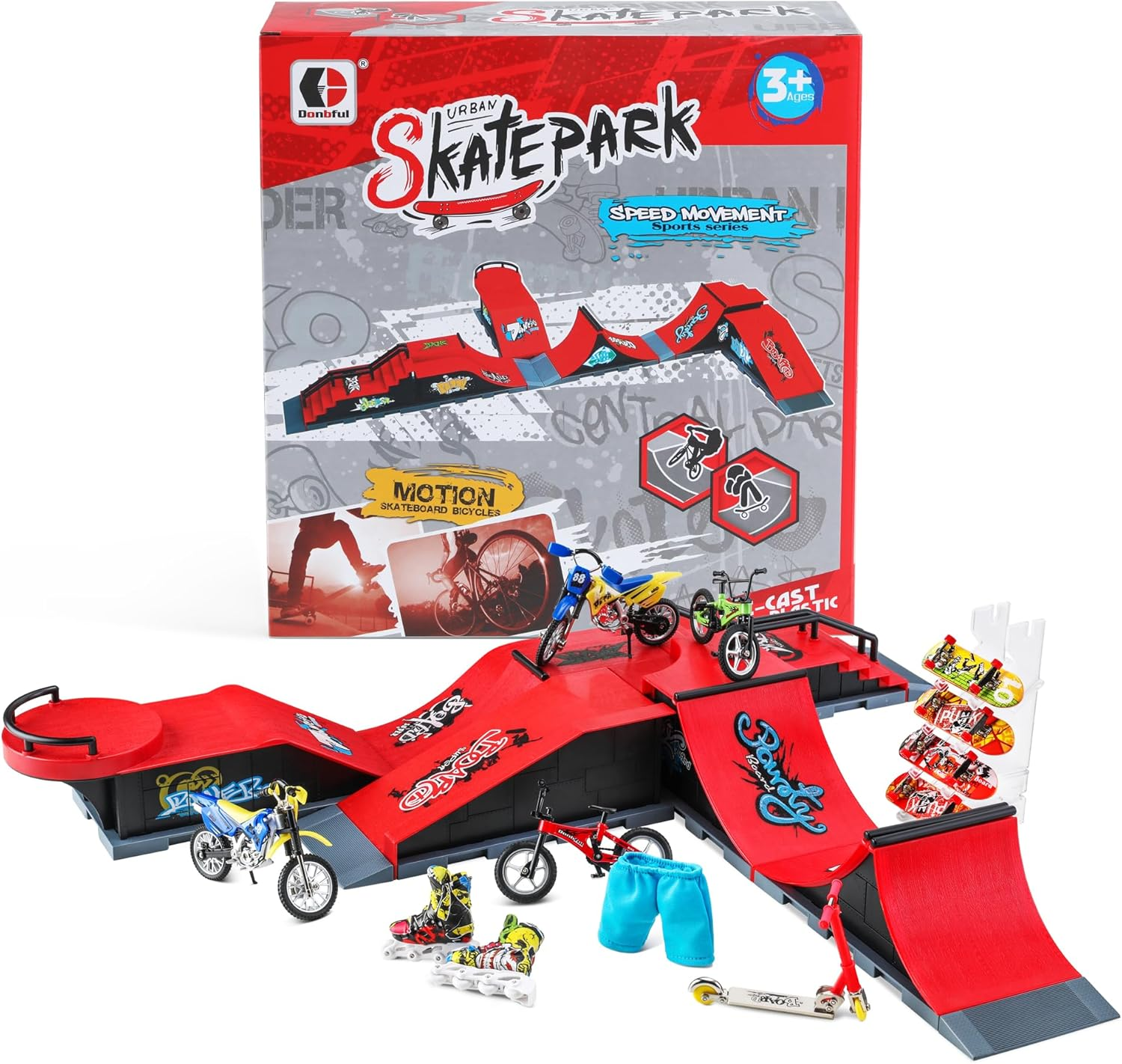 BROKIG Decktoy Finger Skateboard Sets,Fun Fingerboard Skatepark Kit Mini Finger Boards - Finger Training Toys for Kids Boys Gifts or Adult Party Toys (HB-005) image number 4