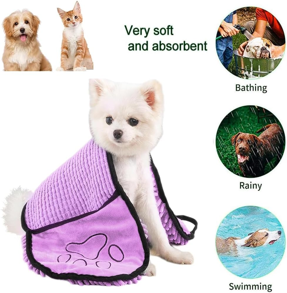 Caiyuangj Pet Bath Towel, Pet Towel, Microfibre Pet Bath Towel, Microfibre Towels for Dogs Cats, Quick-Drying Pet Drying Towel for Cats, Pets (Purple) image number 4
